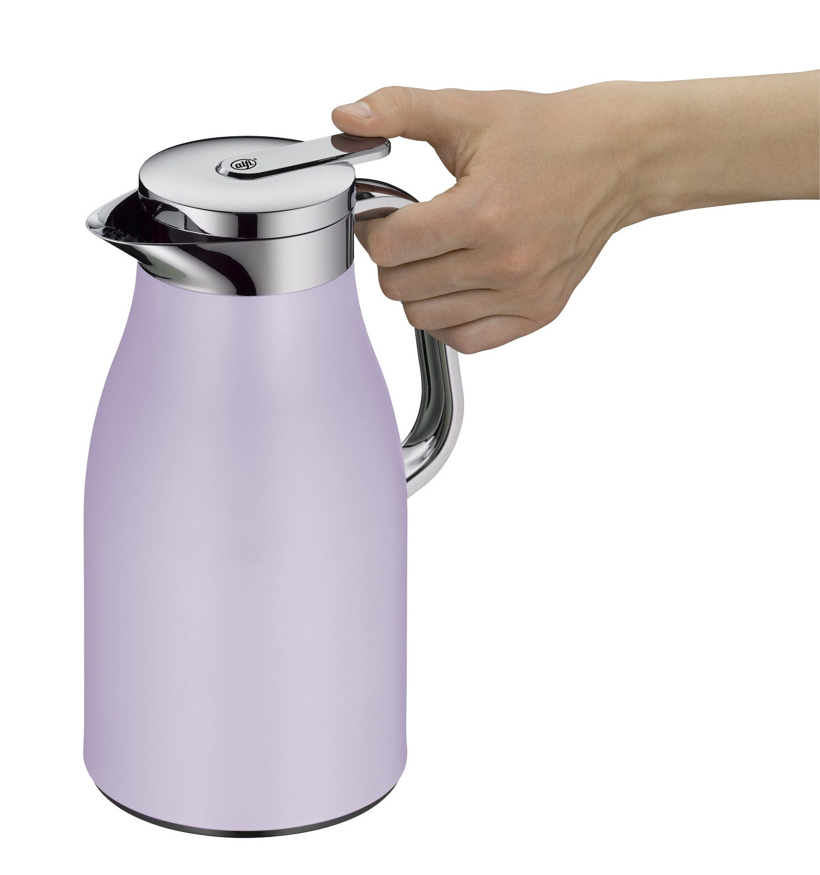 Alfi Isolierkanne SKYLINE, mit Hartglaseinsatz und ergonomischem Griff, 1 l, (1-St), 12h heiß & 24h kalt, Drehverschluss mit bequemem Druckknopf