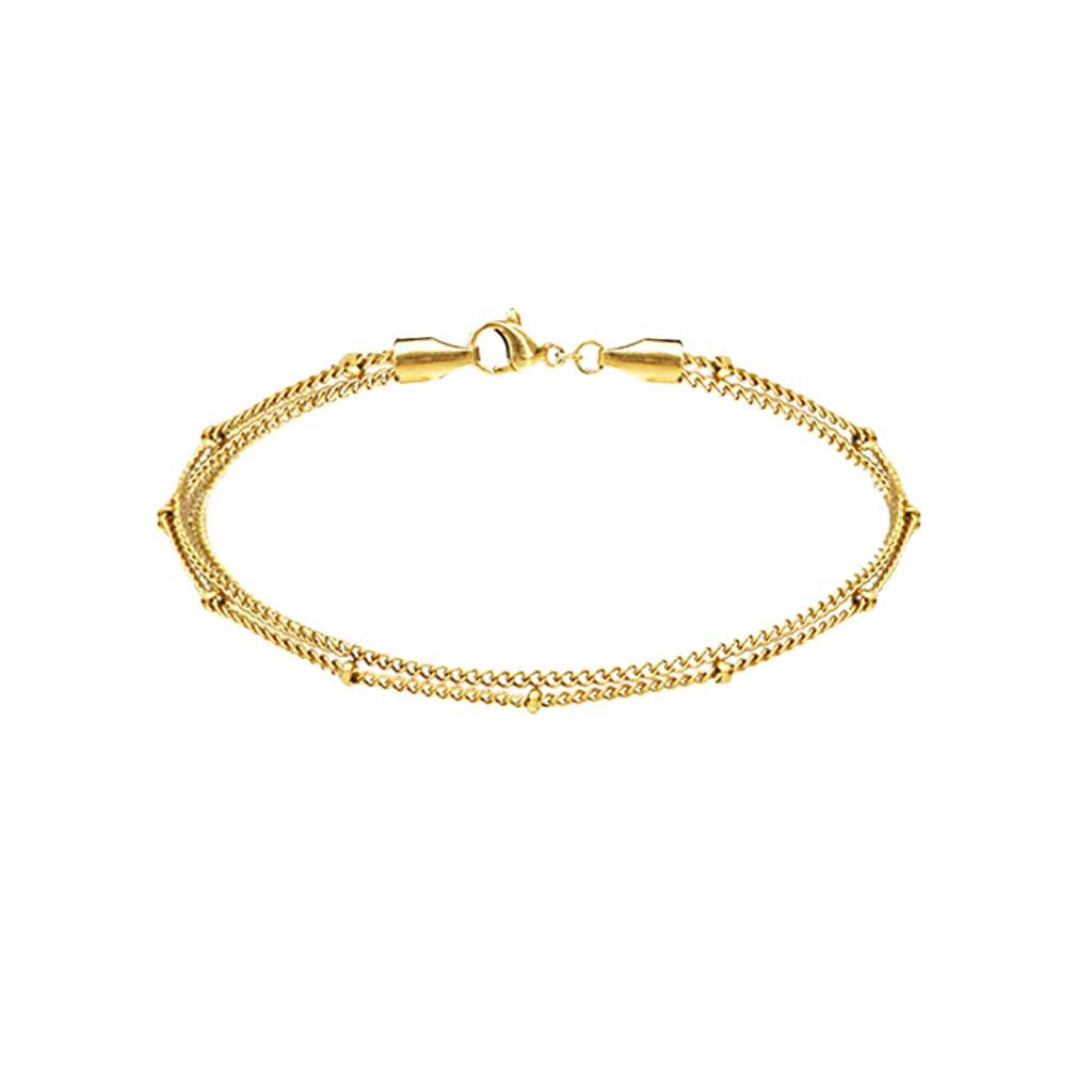 viva-adorno Edelstahlarmband Damen Armband Armkette Doppelkette Gliederkett günstig online kaufen