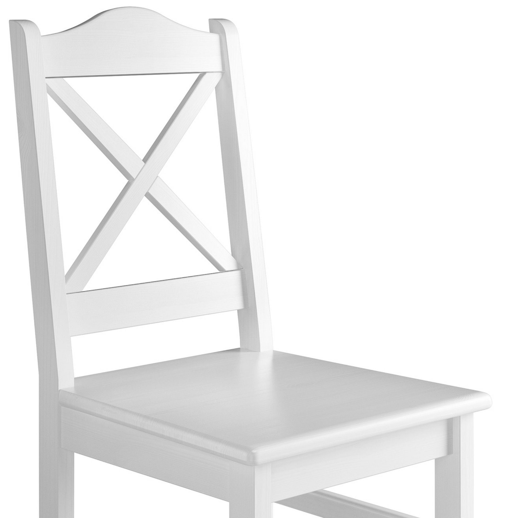 ERST-HOLZ Essgruppe Weiße Essgruppe waschweiß und 2 Tisch Massivholz mit Kiefer Stühle
