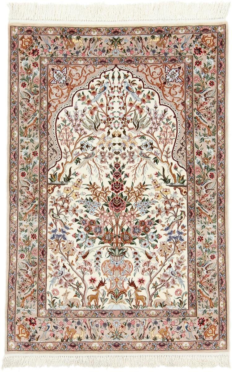 Trading, Handgeknüpfter Orientteppich Höhe: rechteckig, Nain Isfahan Orientteppich, Seidenkette 108x158 mm 6