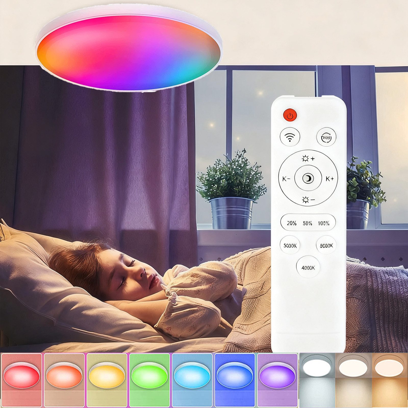 MUPOO LED Deckenleuchte Smart LED Deckenlampe Dimmbare 24W/30W/40W RGB mit günstig online kaufen