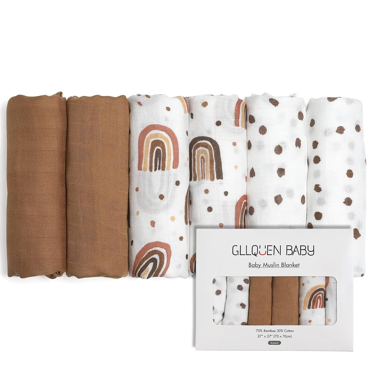 LA CUTE Spucktuch Weiche Musselintücher für Babys – 6er-Set Spucktücher 70x70 cm, (Multifunktionale Musselintücher für Babys & Neugeborene, 6-tlg., 6er-Set weiche und saugfähige Baby-Spucktücher), Weich, saugfähig, atmungsaktiv, hypoallergen, langlebig