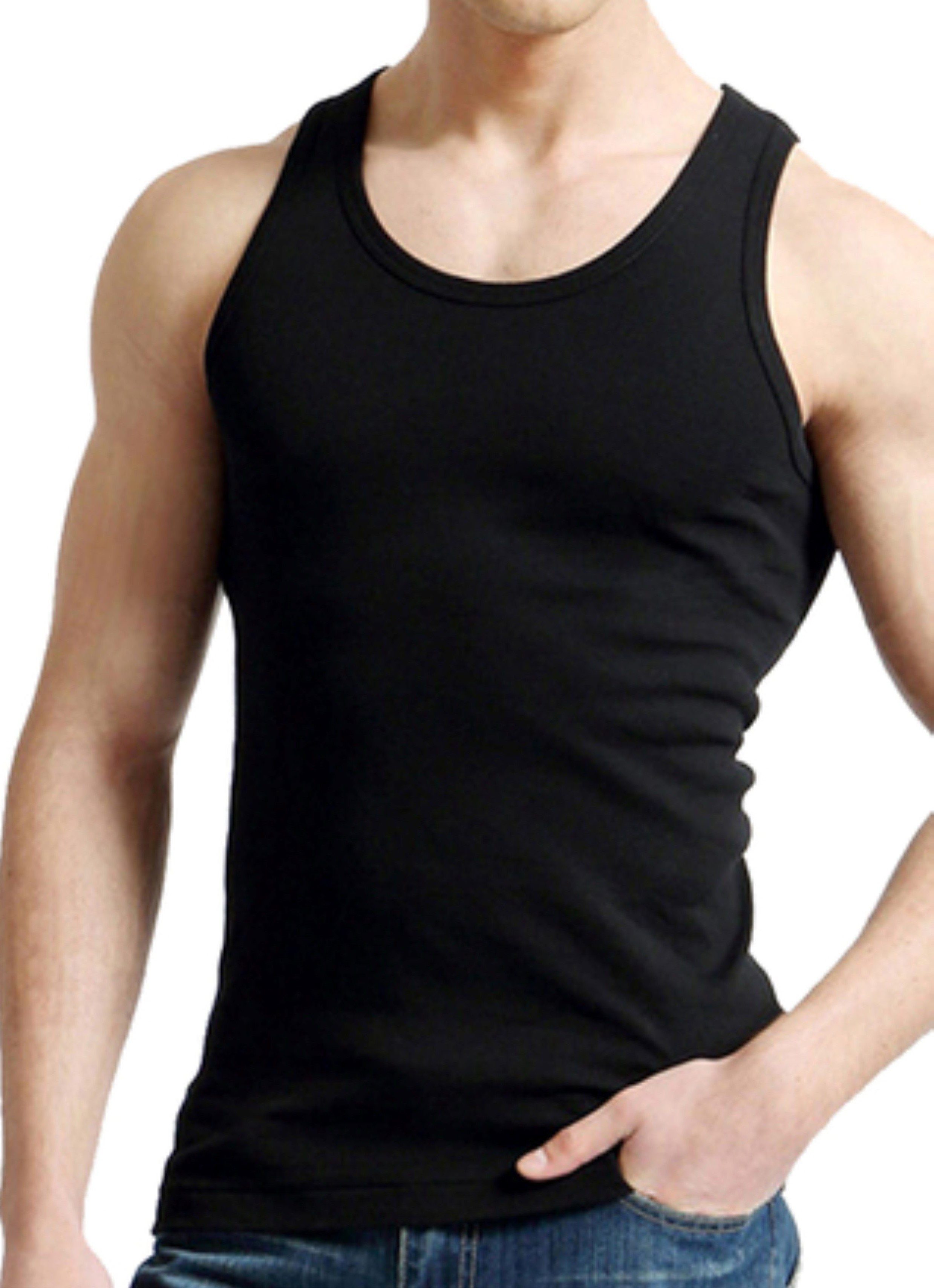 cwonlineshop Unterhemd Sparset Herren Unterhemd Tank Top Achselshirt (4 Stück) Feinripp aus 100% Baumwolle Schwarz Weiß M L XL XXL XXXL
