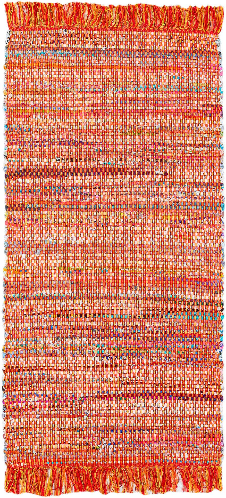 Andiamo Teppich Frida, rechteckig, Höhe: 8 mm, Handweb Teppich, Fleckerl, reine Baumwolle, handgewebt, mit Fransen