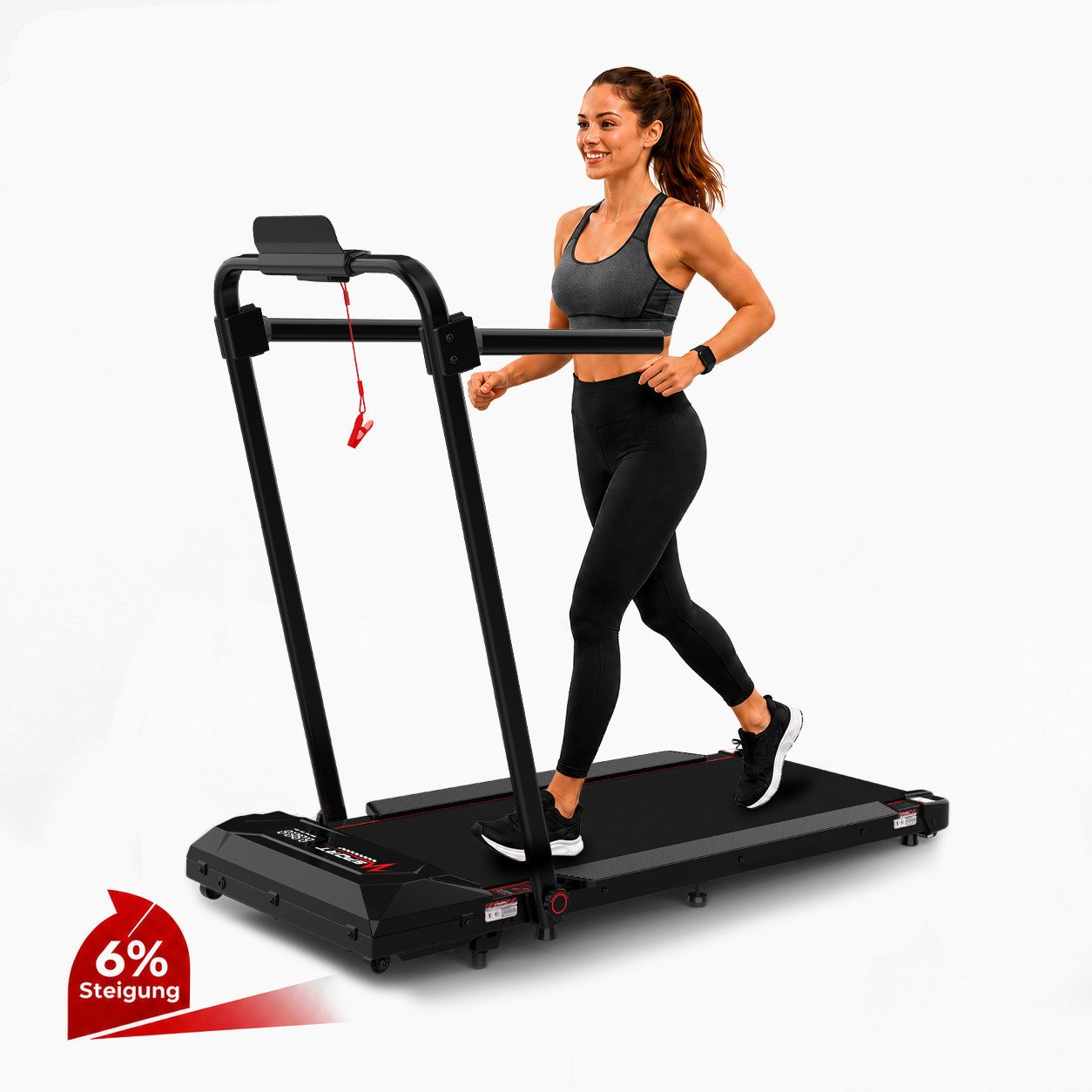 LIKESPORTING Laufband klappbar, 1400W 2 PS Walking Pad, 1–8 km/h, 6% Steigung, 100×40 cm Lauffläche, 120 kg, LED-Display, Fernbedienung