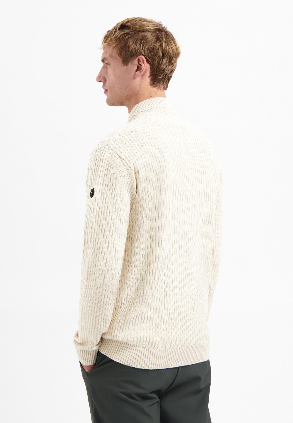NO EXCESS Stehkragenpullover No Excess Schwerer gerippter Strickpullover