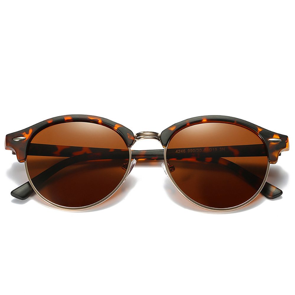 Sonnenbrille Sonnenbrille Damen Herren Rundrahmen UV Schutz Polarisiert Mode