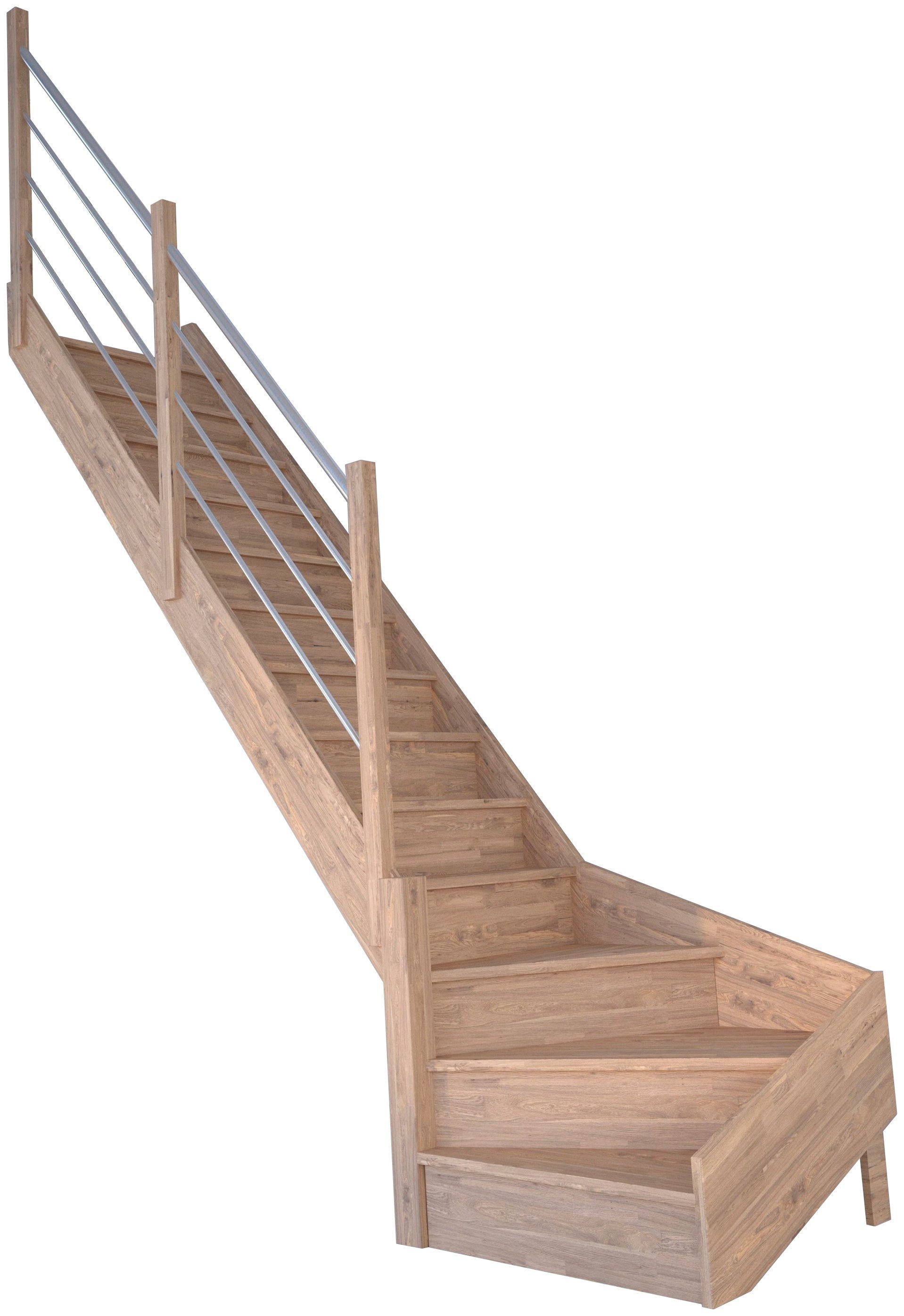 Geschosshöhen Links, geschlossen, bis Wangenteile Massivholz cm, Starwood für gewendelt Holz-Edelstahl, Rhodos, 300 Durchgehende Raumspartreppe Stufen
