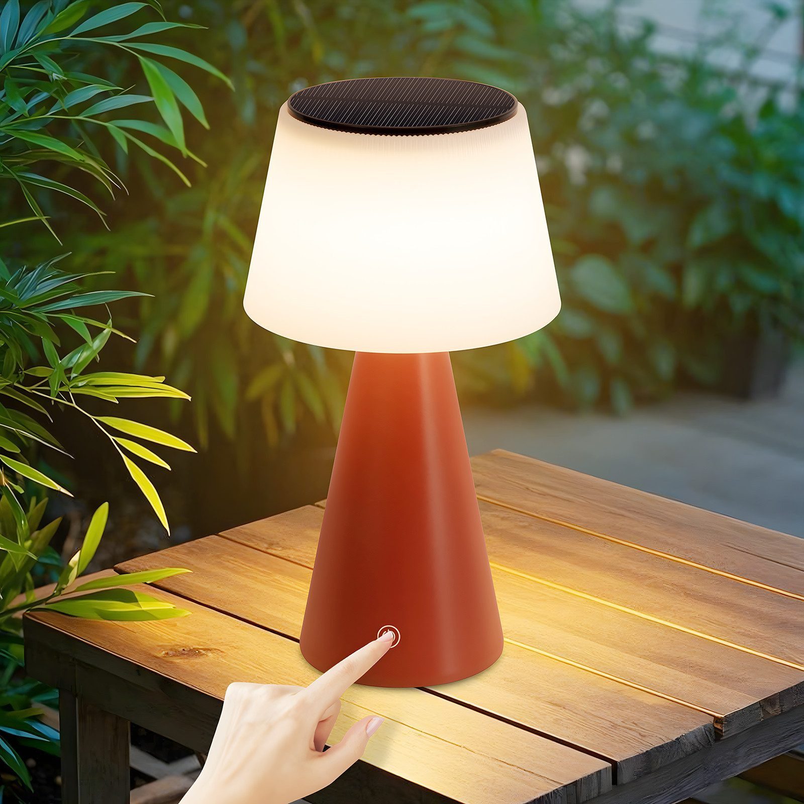 Nettlife LED Tischleuchte Nachttischlampe Solar Akku Kabellos Touch Dimmbar Schwarz/Weiß/Rot, mit USB, LED fest integriert, für Wohnzimmer Esszimmer
