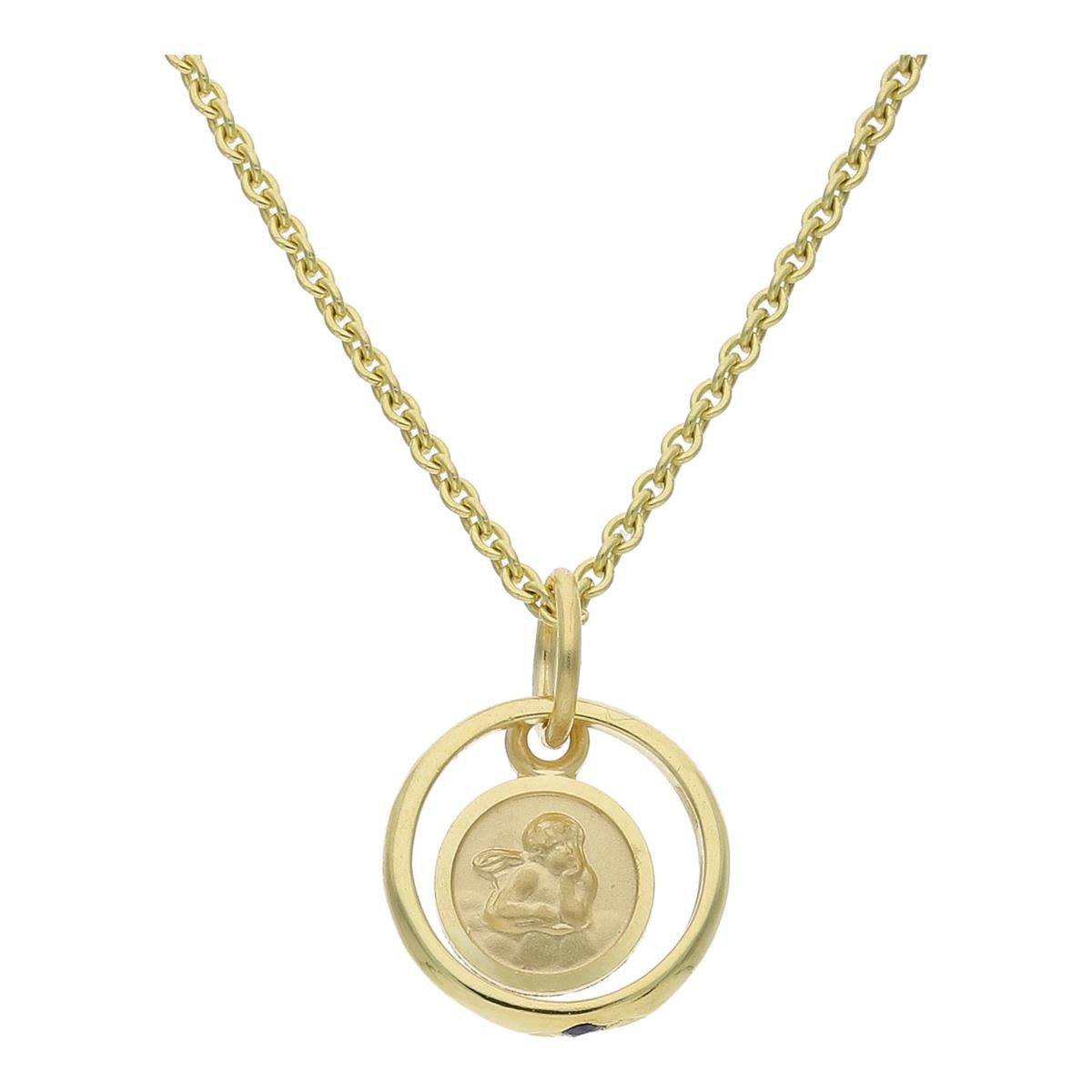 JuwelmaLux Kettenanhänger JuwelmaLux Taufring mit Schutzengel Gold 333 mit Saphir JL14-02-0426 (1-tlg), Schmuckanhänger