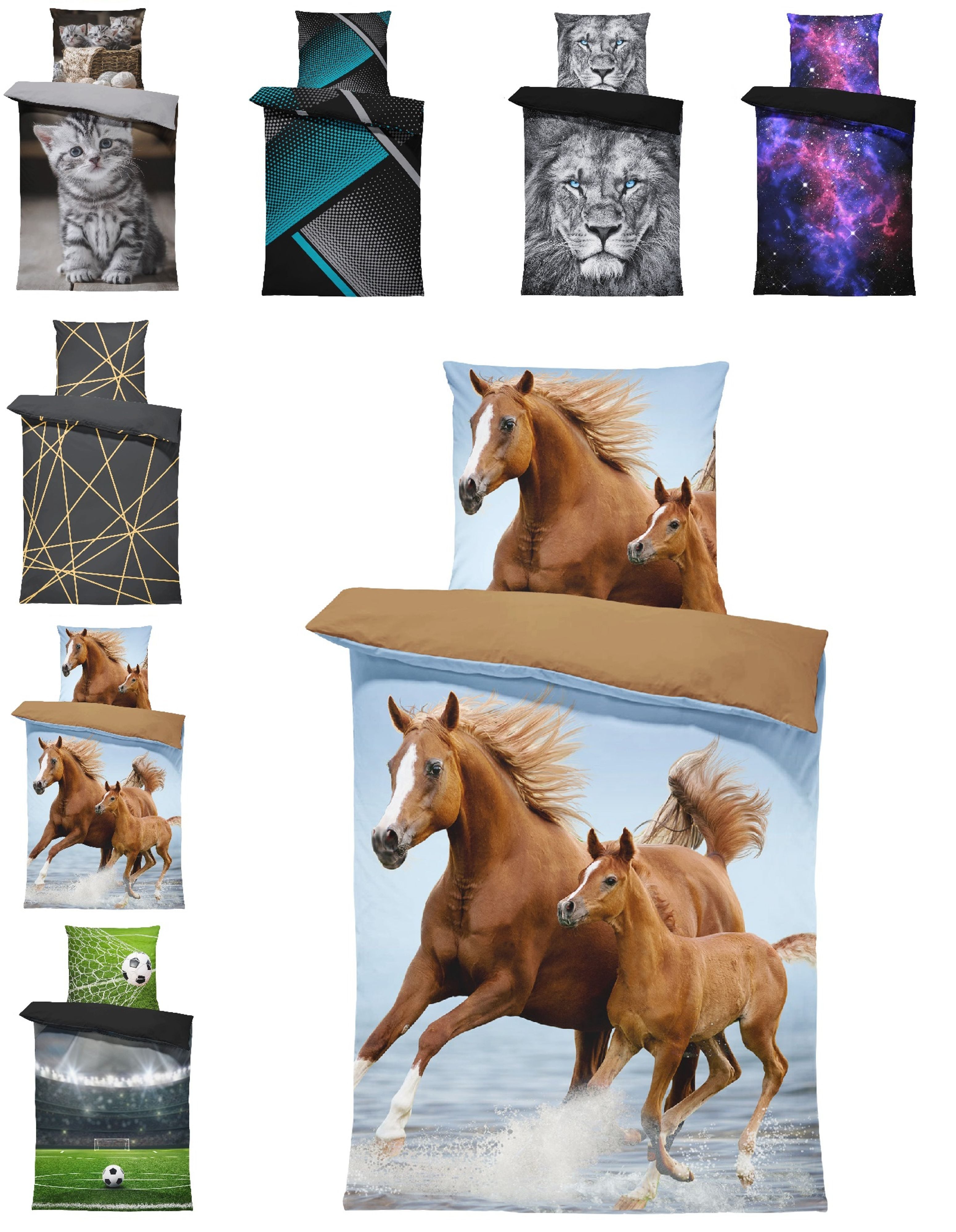 One Home Bettwäsche Fotodruck, Mikrofaser, 4 teilig, Pferde Kinder Mädchen günstig online kaufen