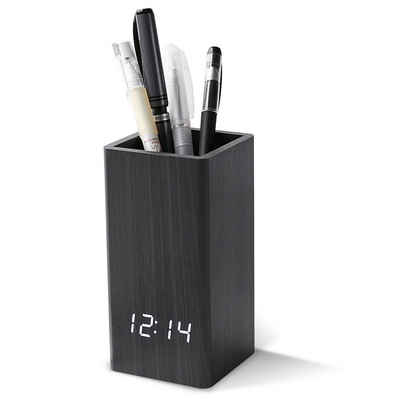 TWSOUL Tischuhr Einfache Uhr mit Stifthalter, Elektronische LED-Tischuhr Sprachweckfunktion, Temperaturanzeigefunktion