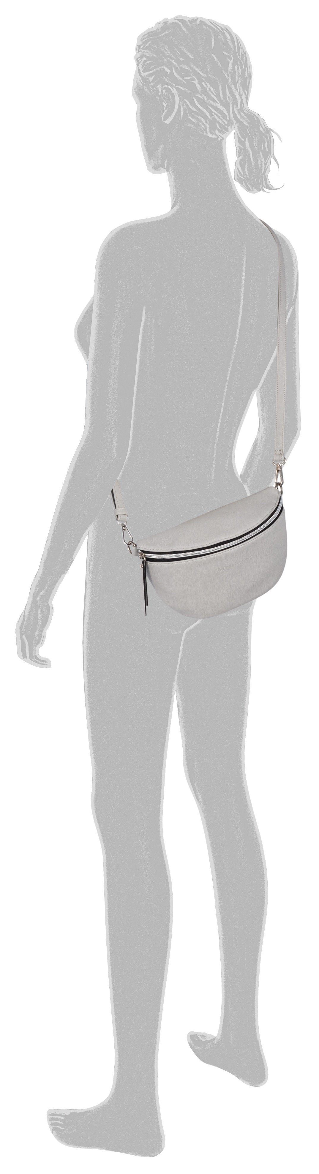 TOM TAILOR Denim Bauchtasche Rosie, vielseitig tragbar, leicht genarbt mit silbernen Nylonreißverschlüssen