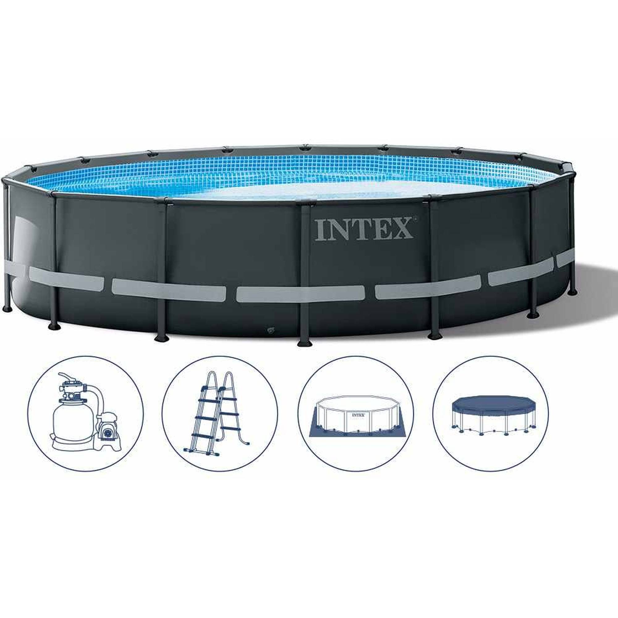 Intex Framepool Intex Ultra XTR Frame Pool Komlpettset 549 x 132cm (Komplett-Set), abgerundete Kanten