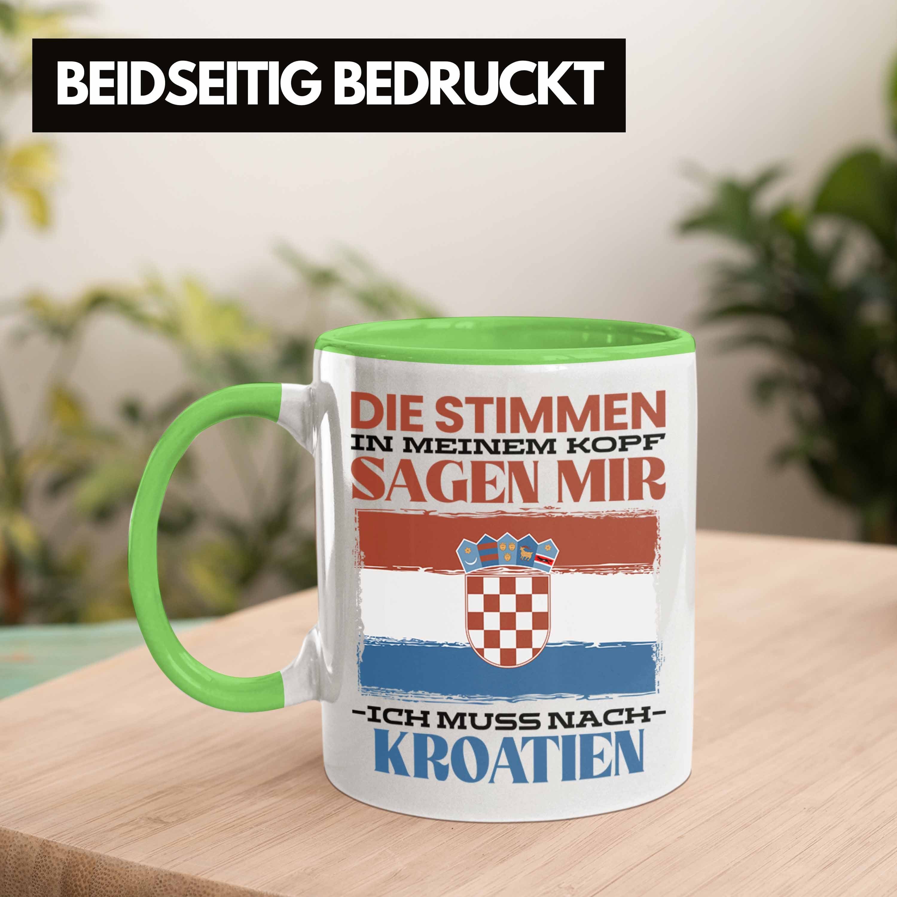 Trendation Tasse Kroatien Tasse Spruch Urlaub Kroatie Geschenk Grün Heimat Geschenkidee