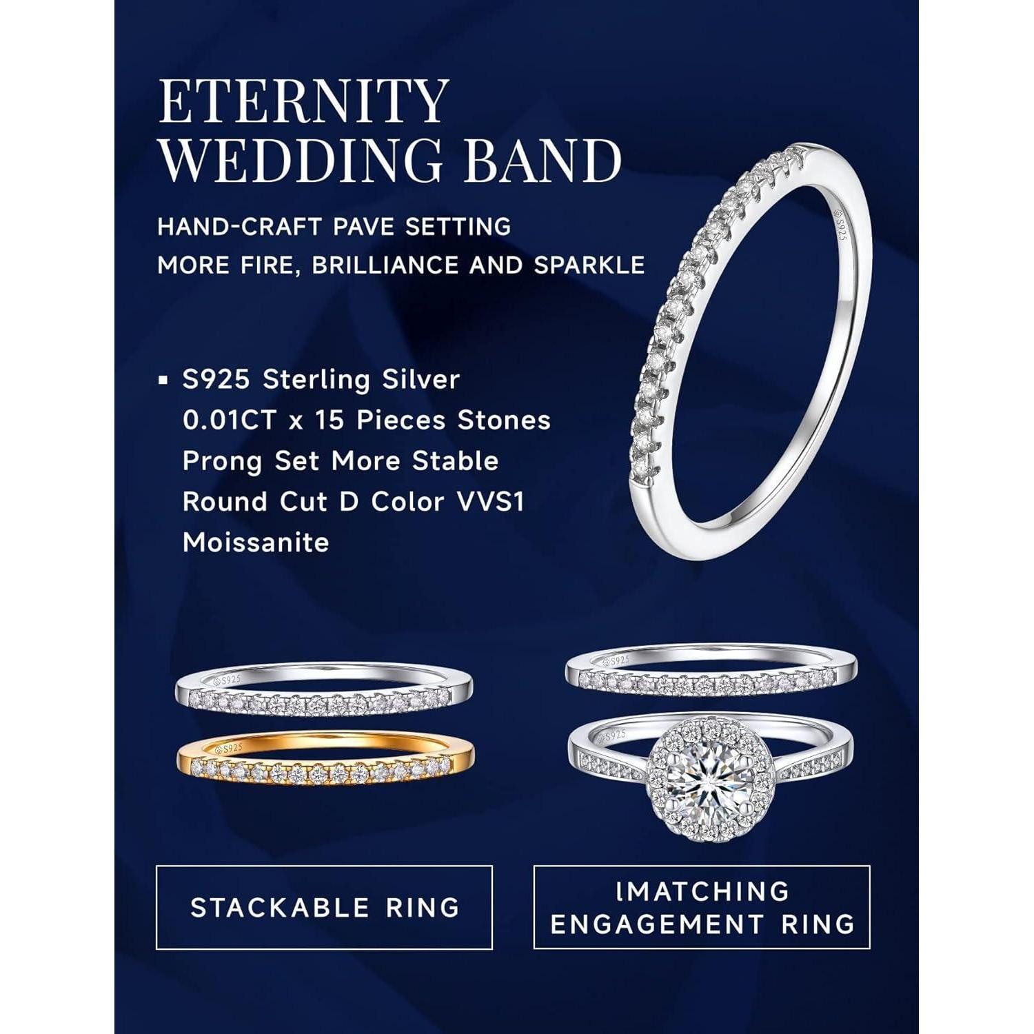 LuxusKollektion Verlobungsring Moissanit Verlobungsring Paar Rosegold 925 Ehering Bandring