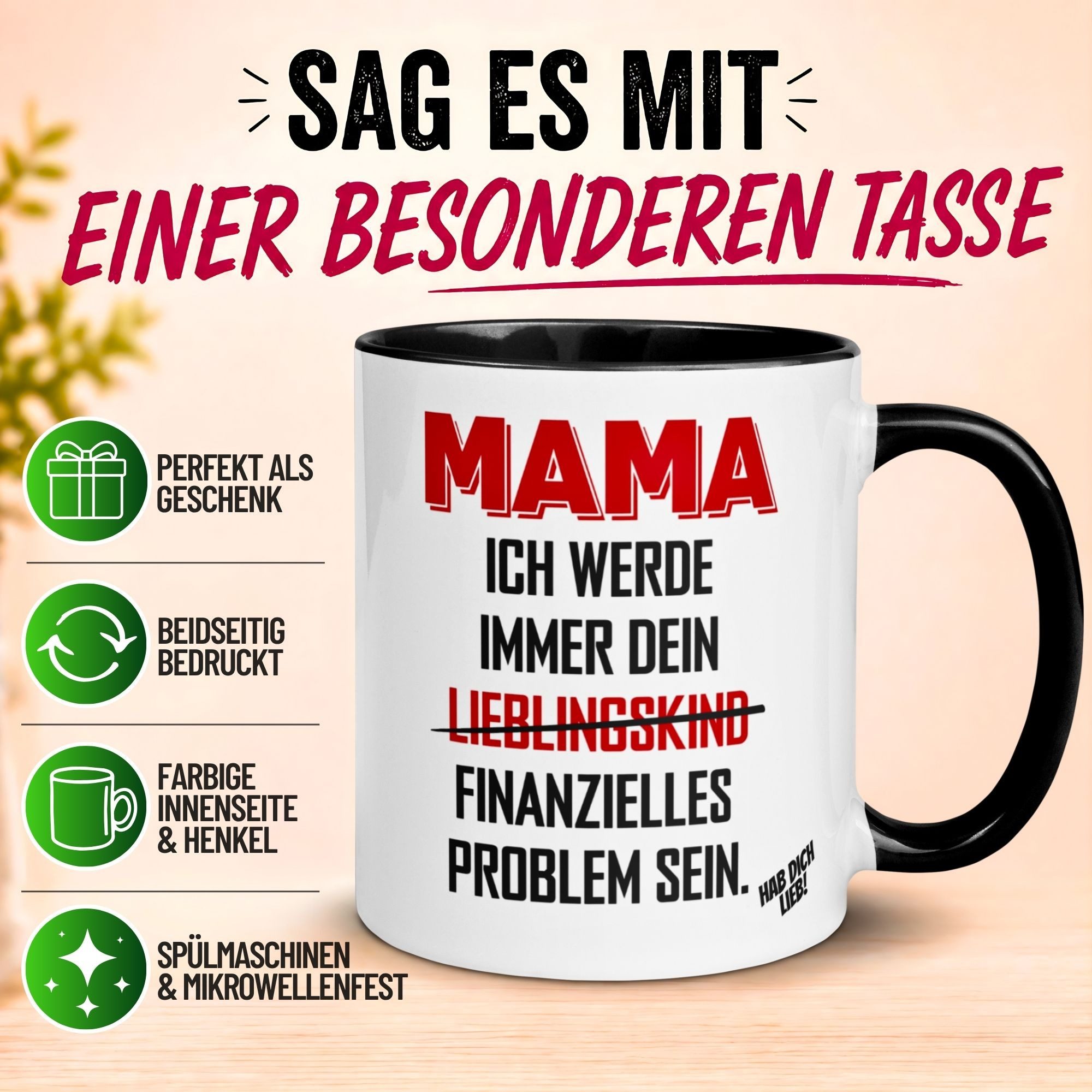 Momentals Tasse Mama – „Für immer dein finanzielles Problem“ – Beste Mama Geschenk, Gratis Versand · Links-&Rechtshänder · Spülmaschinenfest