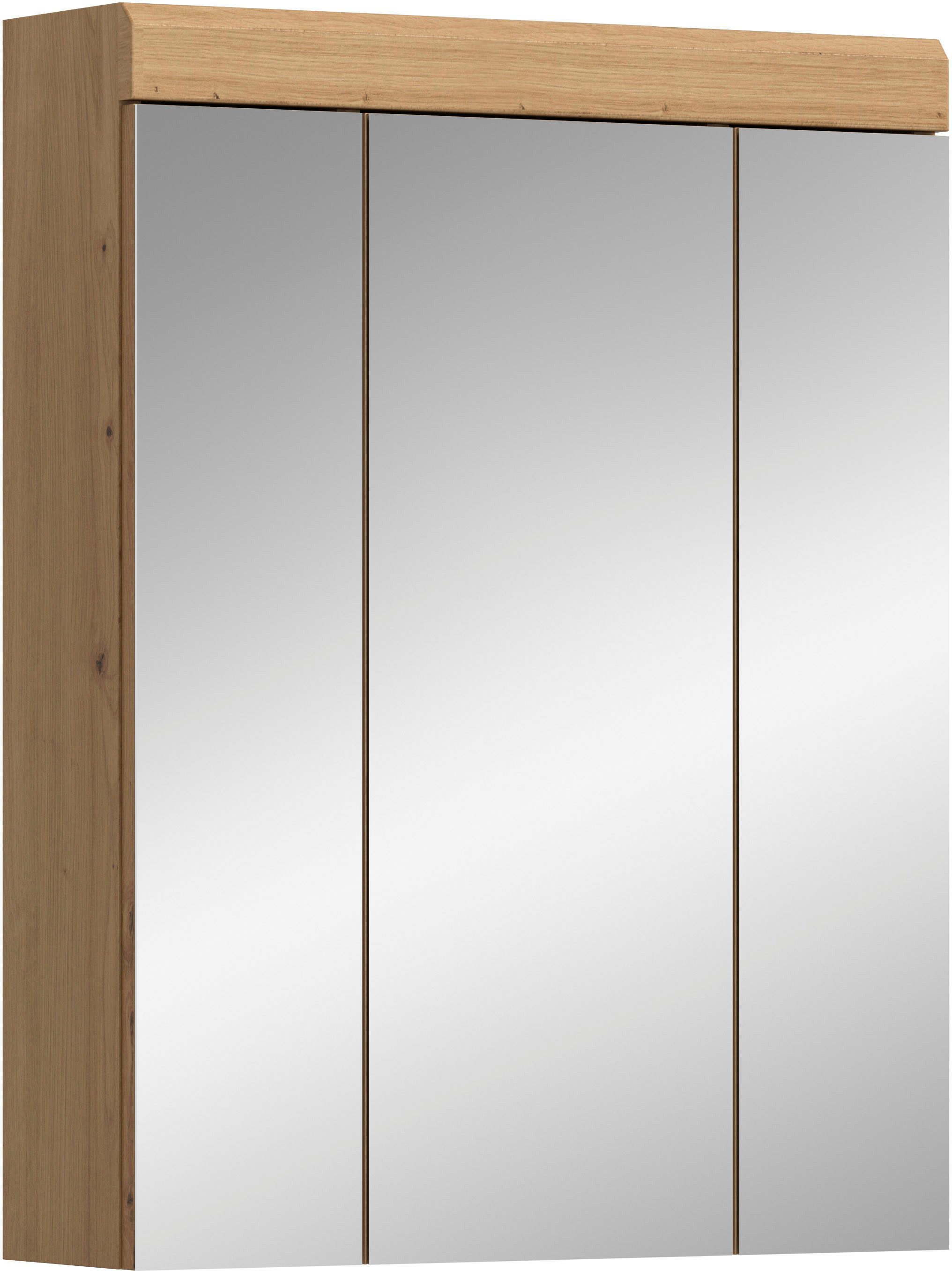 welltime Spiegelschrank SIENA, Breite 60cm, 3 Spiegeltüren, 9 Fächer, 6 Einlegeböden (TOPSELLER) in verschiedenen Farben erhältlich, Badmöbel, Badschrank, Schrank, Bad