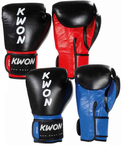 KWON Boxhandschuhe Profi KO Champ Leder Box-Handschuhe Boxen Kickboxen Thaiboxen (Vollkontakt, Paar), Ergo Form, Profi Ausführung, Echtes Leder, WKU anerkannt