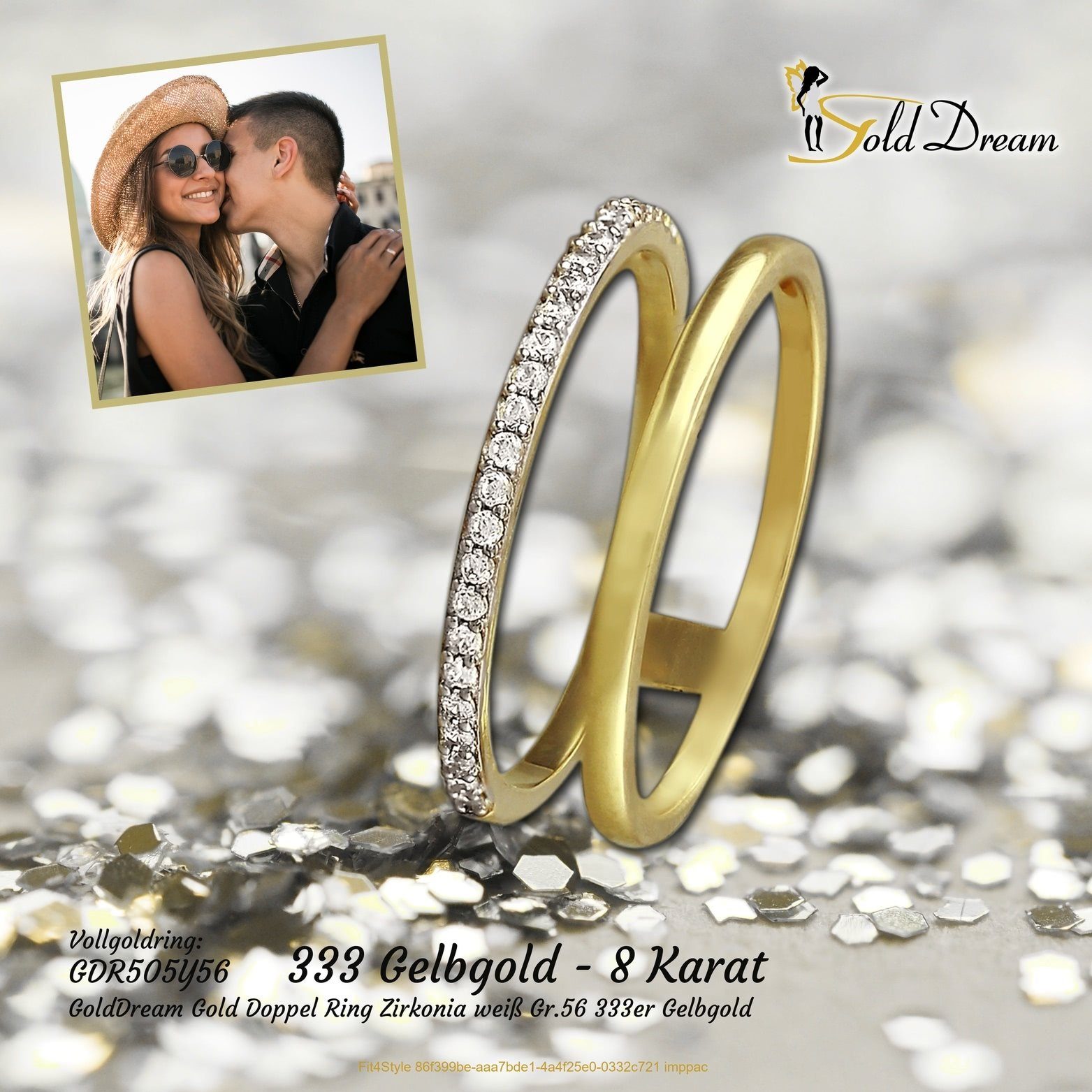 GoldDream Goldring GoldDream 8Kt Gold Doppel Ring Gr.56, Fingerring Größe 56 (17,8), 333 Gelbgold - 8 Karat Echtgold, 333er Gel