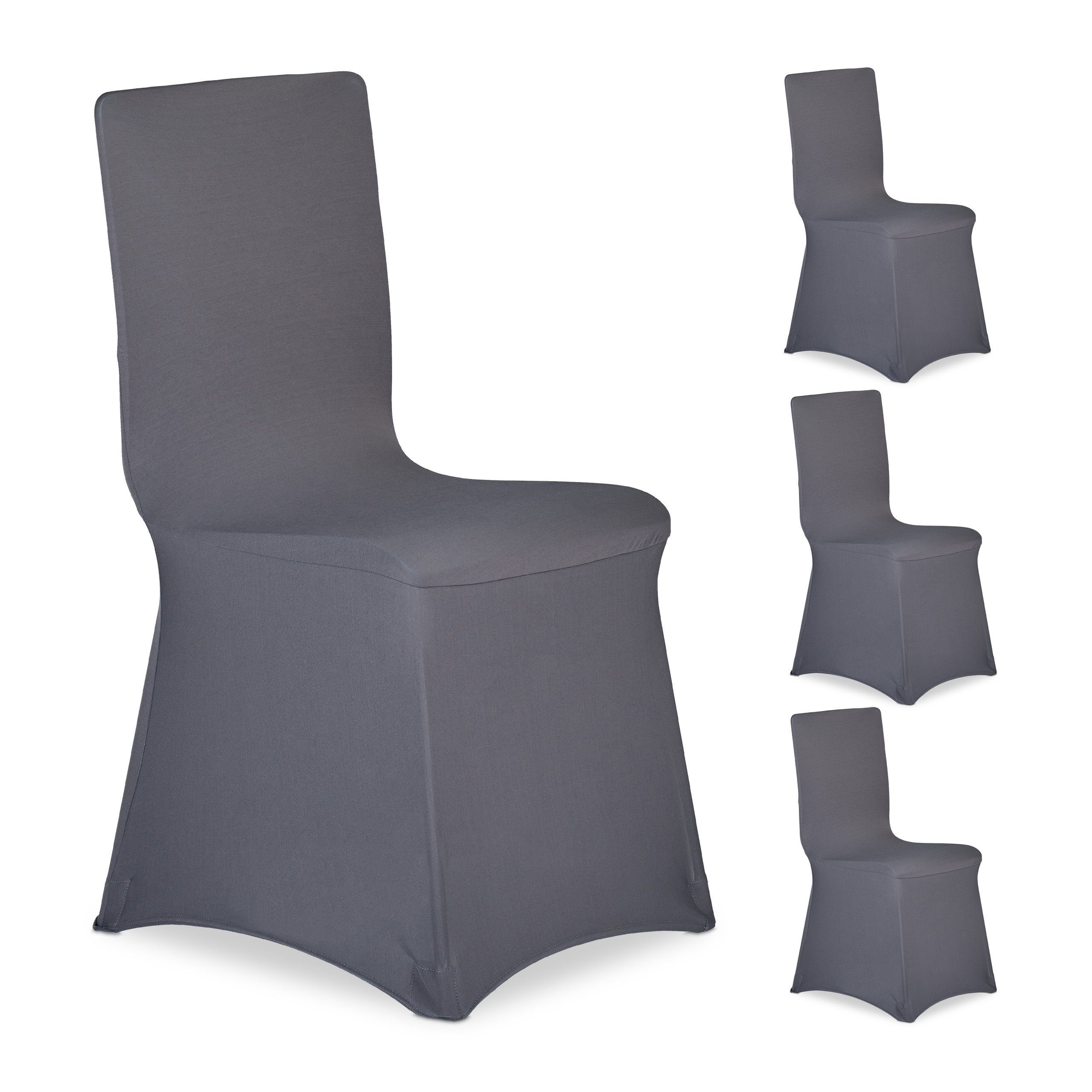 relaxdays Stuhlhusse 8 x Stuhlhussen anthrazit