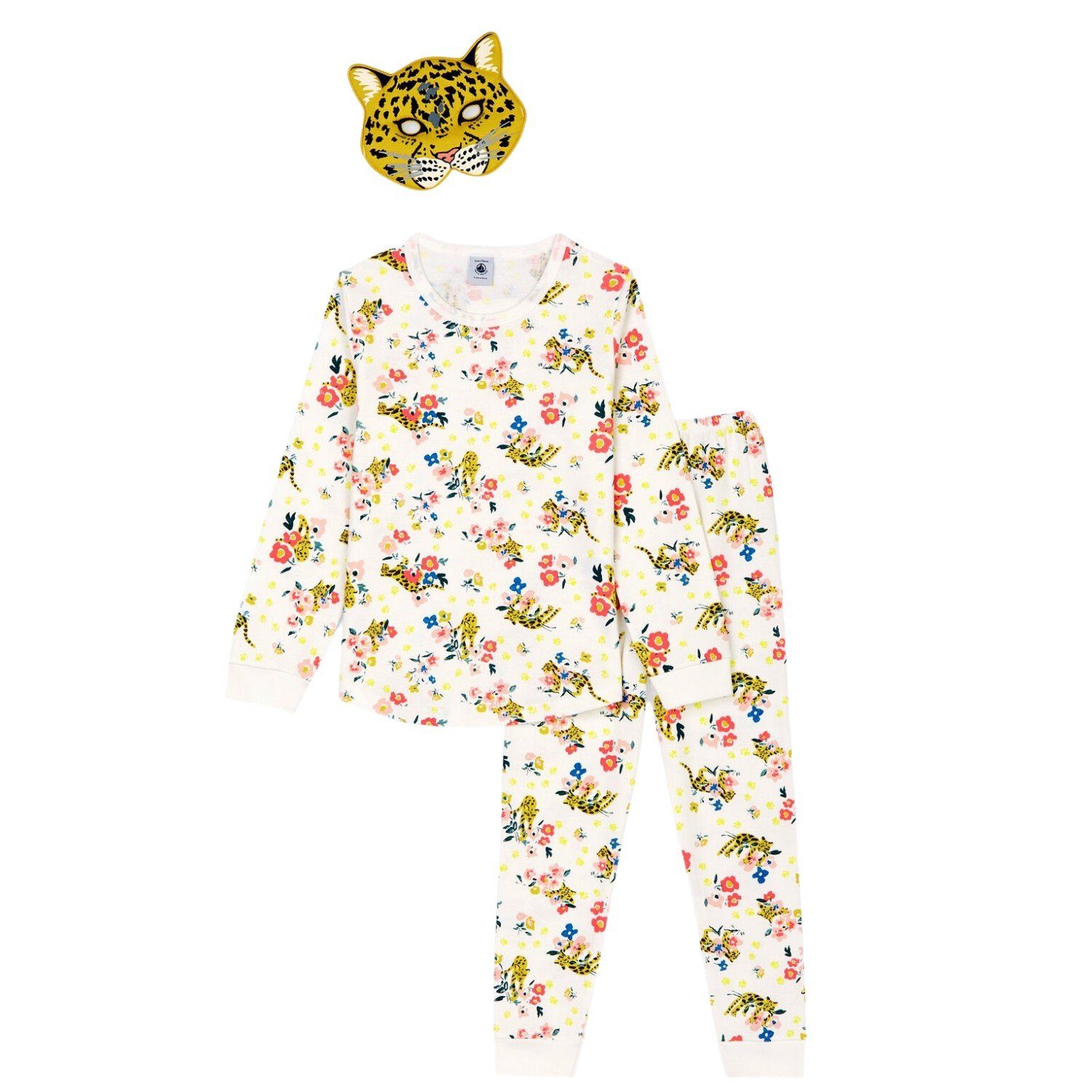 leuchtendem für Leopardenprint Bateau Pyjama Petit Bateau Mädchen mit Schlafanzug Petit
