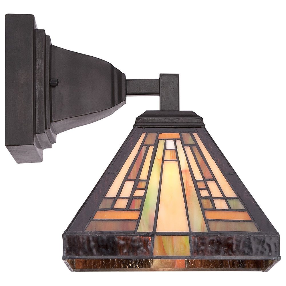 Elstead LIGHTING Wandleuchte, Leuchtmittel nicht inklusive, Wandleuchte Lampe Tiffany-Glas Metall Bronze B 20,3 cm Flurleuchte 1