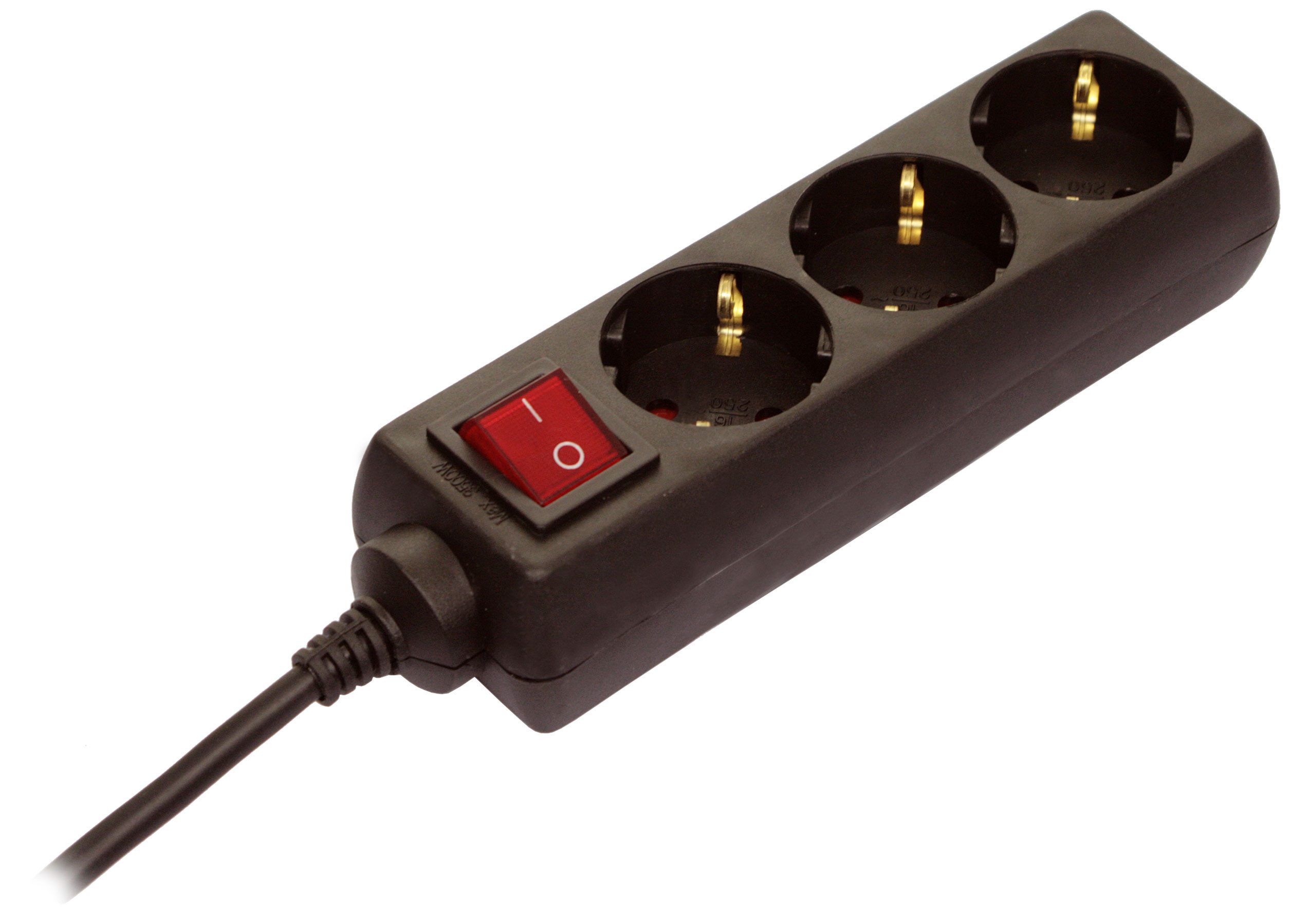 as - Schwabe Steckdosenleisten- Mehfach, mit Schalter, IP20 Steckdosenleiste 3-fach (Ein- / Ausschalter, Schalterbeleuchtung, Schutzkontaktstecker, Kabellänge 1,4 m), mit Schalter