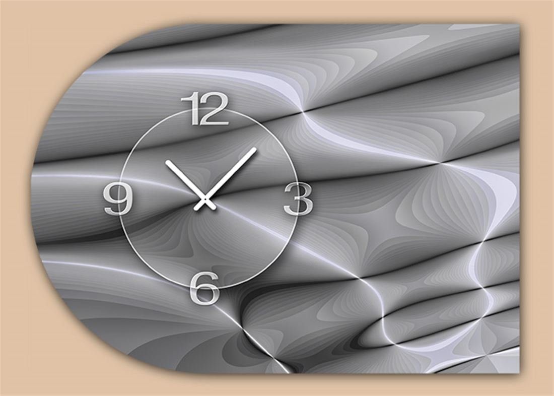 dixtime Wanduhr 6136 Dixtime Designer Wanduhr, Moderne Wohnraumuhr halbrund 50x70cm (Einzigartige Digitaldruck-Optik aus 4mm Alu-Dibond)