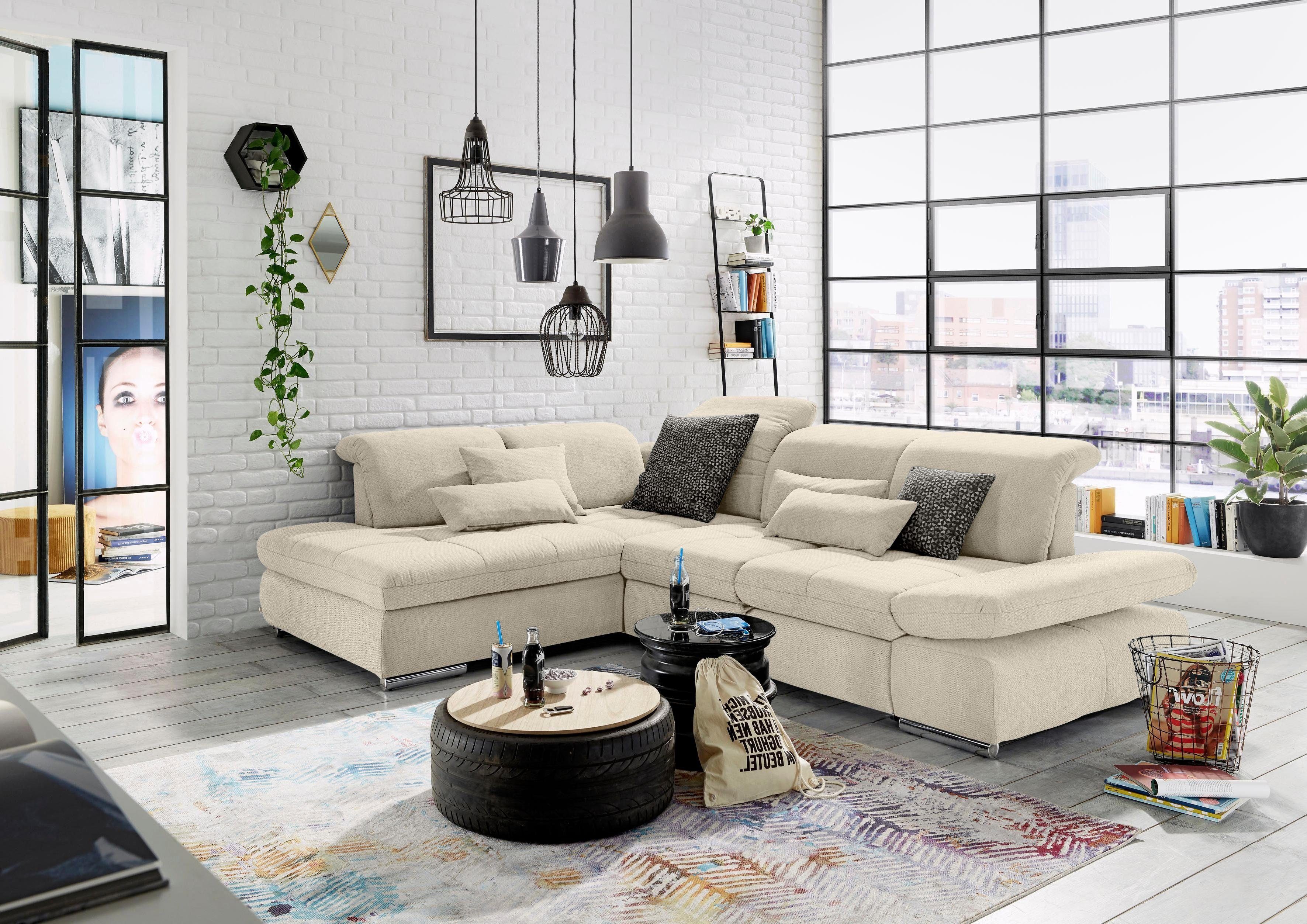 set one by Musterring Ecksofa SO 4100 mit komfortablen Federkern und Kopfteilverstellung, wahlweise mit Bettfunktion und Sitztiefenverstellung, L-Form