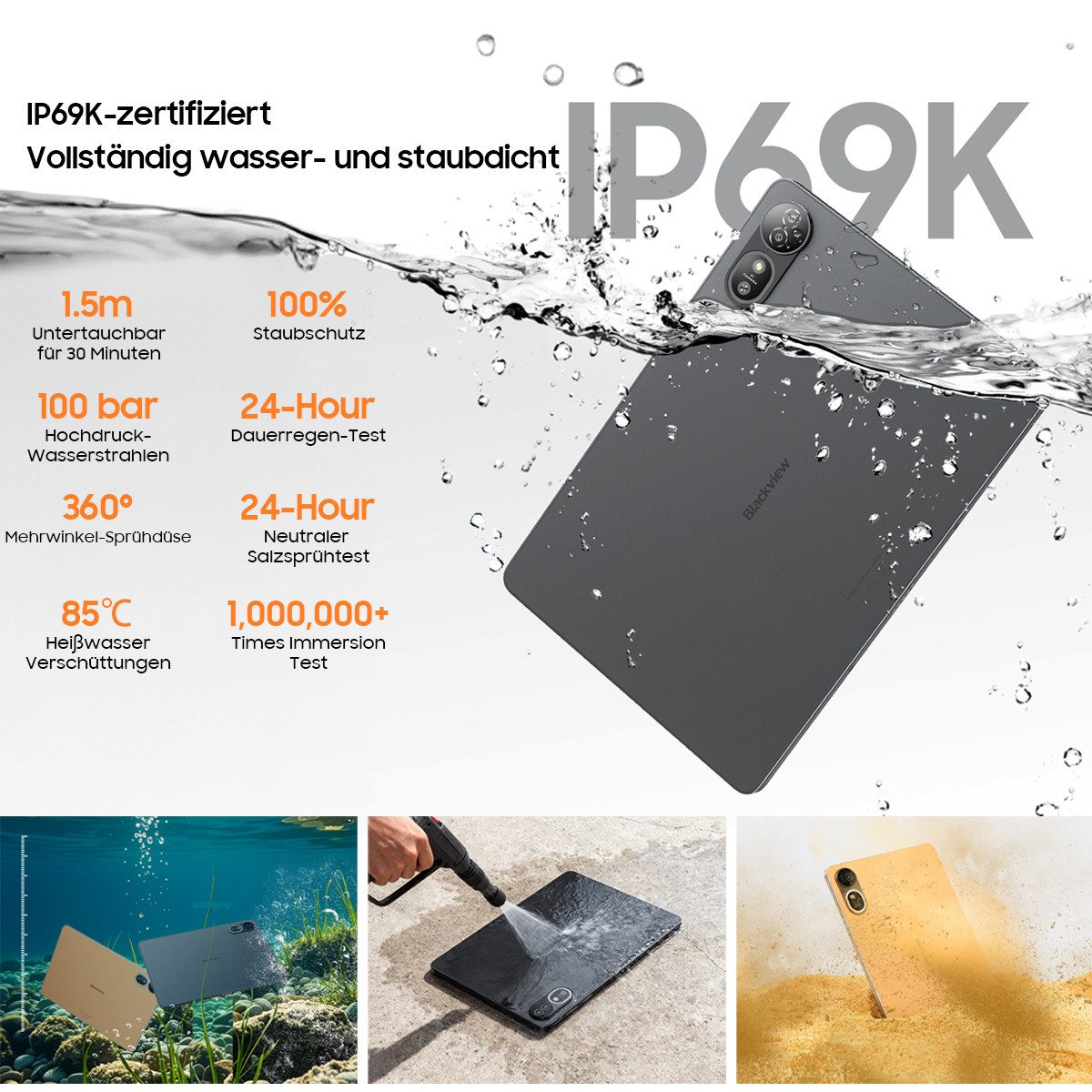 blackview 12,2" Tablet für Streaming & Fußball WM – Full HD, lange Akkulaufzeit Tablet (256 GB, Android16, 5G, 4G LTE, PC-Modus 3.0, Android 16, WiFi 6E, 10000mAh, 2,4K, Dimensity 7200)