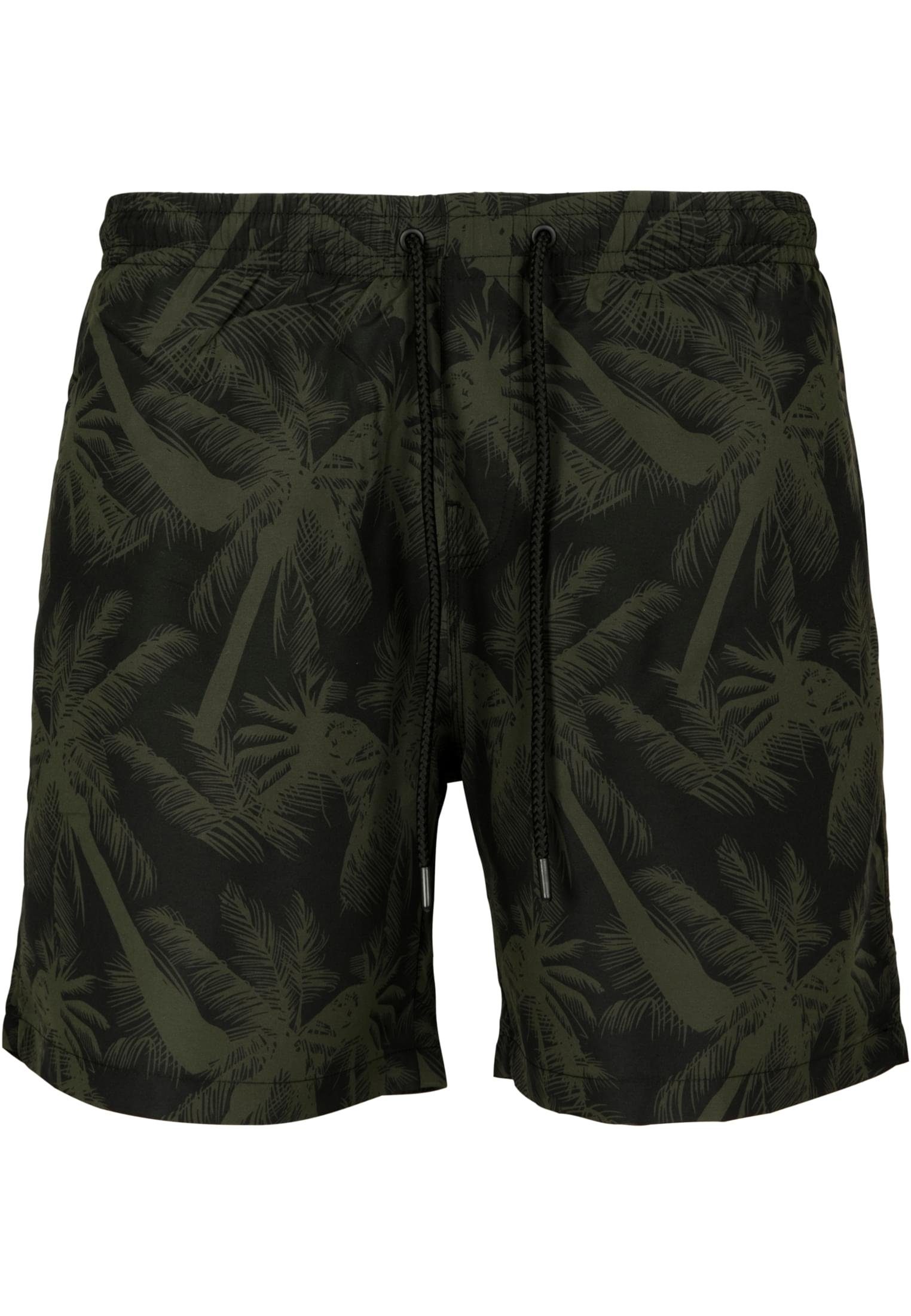 URBAN CLASSICS Badeshorts palm/olive Shorts Pattern Swim Herren