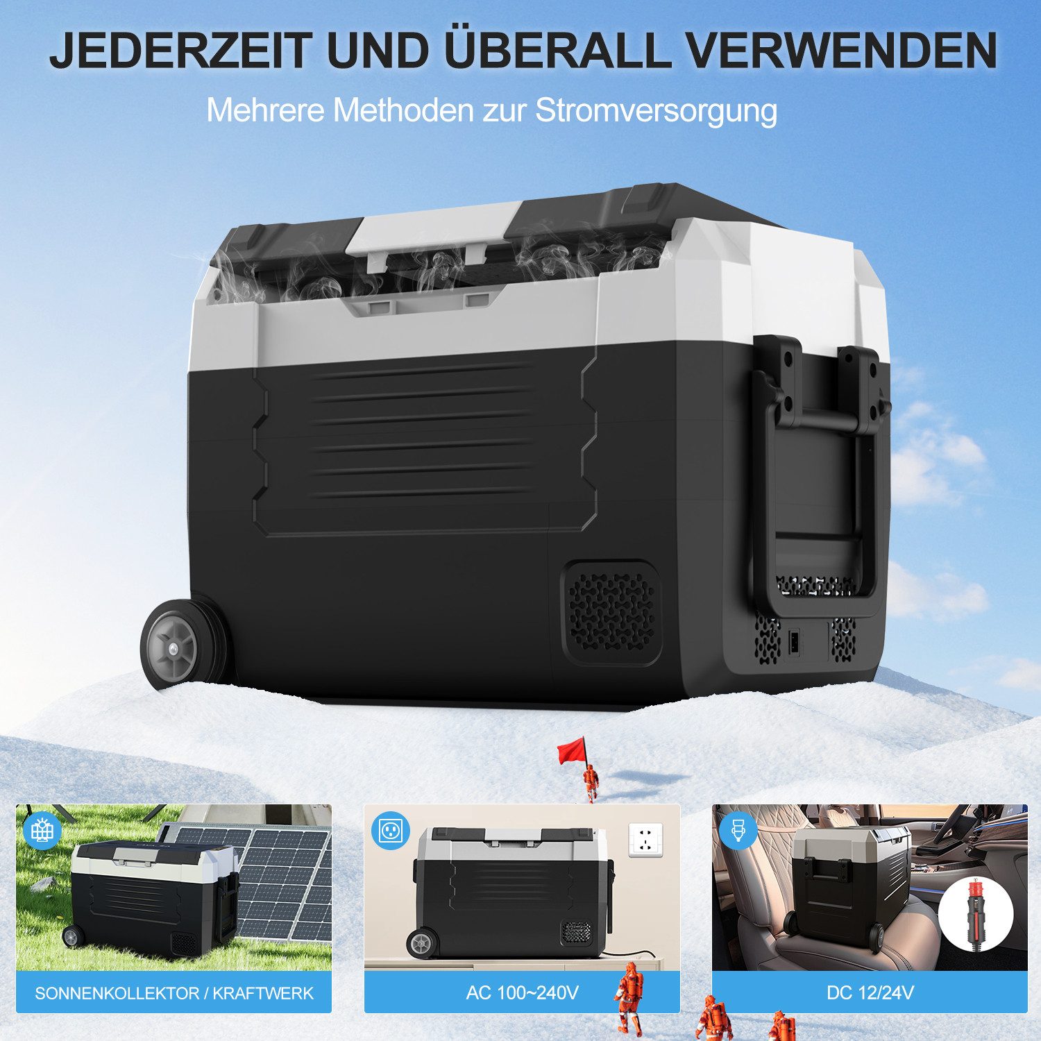 oyajia Kühlbox Kompressor mobiler Autokühlschrank, Kühltruhe mit APP-Steuerung, 45 l, -20°C - 20°C 12/24V DC & 100-240V AC für LKW, Boot, Camping