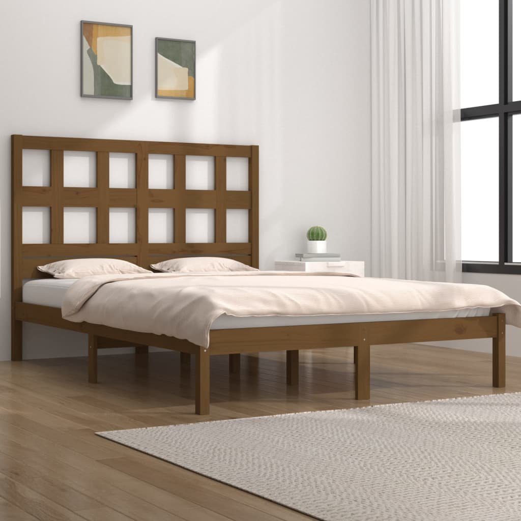 vidaXL Bettgestell Massivholzbett Honigbraun Kiefer 200x200 cm Bett Bettges günstig online kaufen