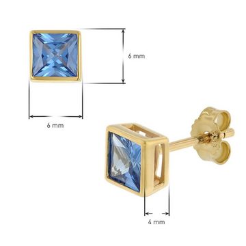 trendor Paar Ohrstecker Gold 333 / 8K Ohrstecker Zirkonia London Blau