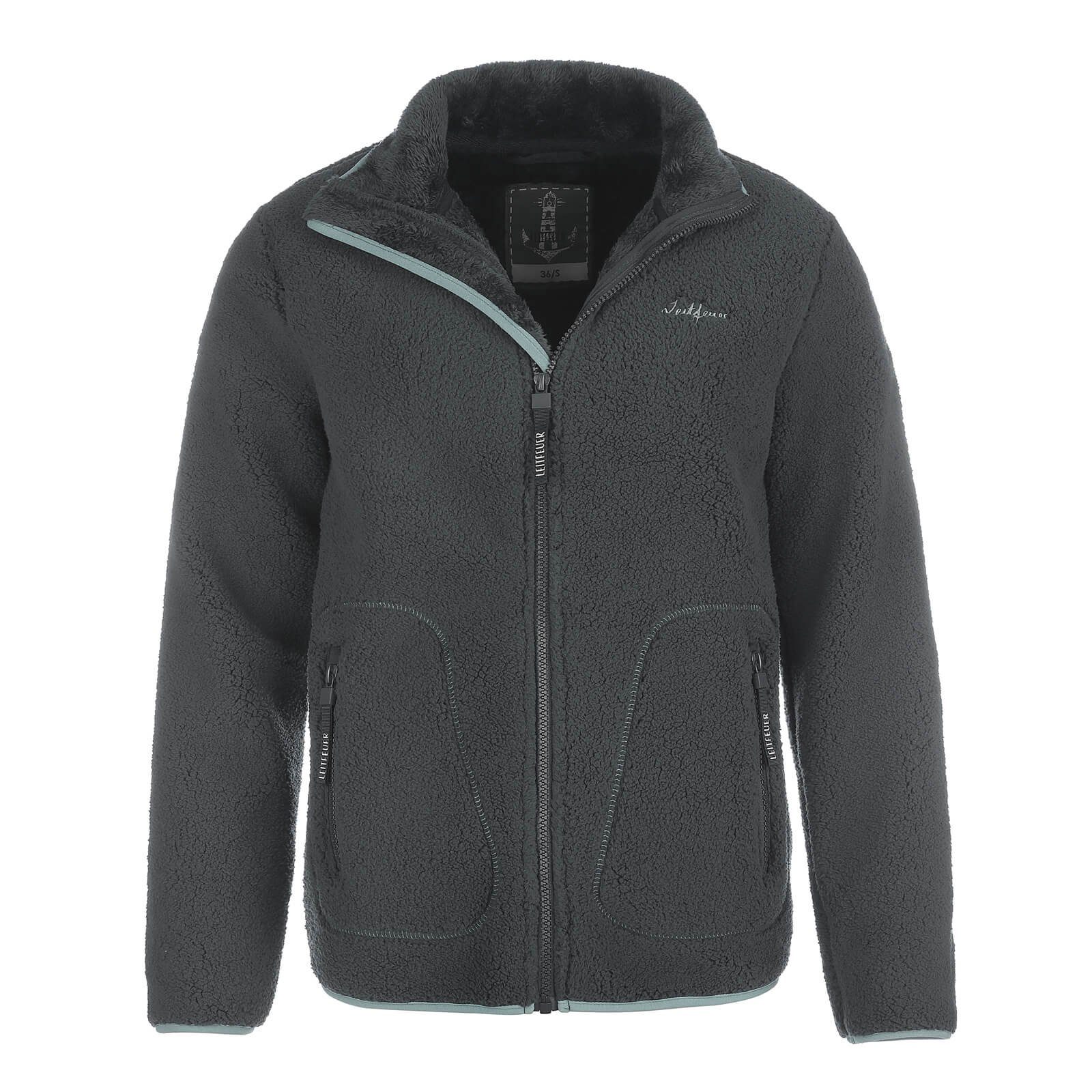 Damen Fleecejacke Mit Wabenmuster - Coole Kapuzenjacke Mit Bunten Kordeln