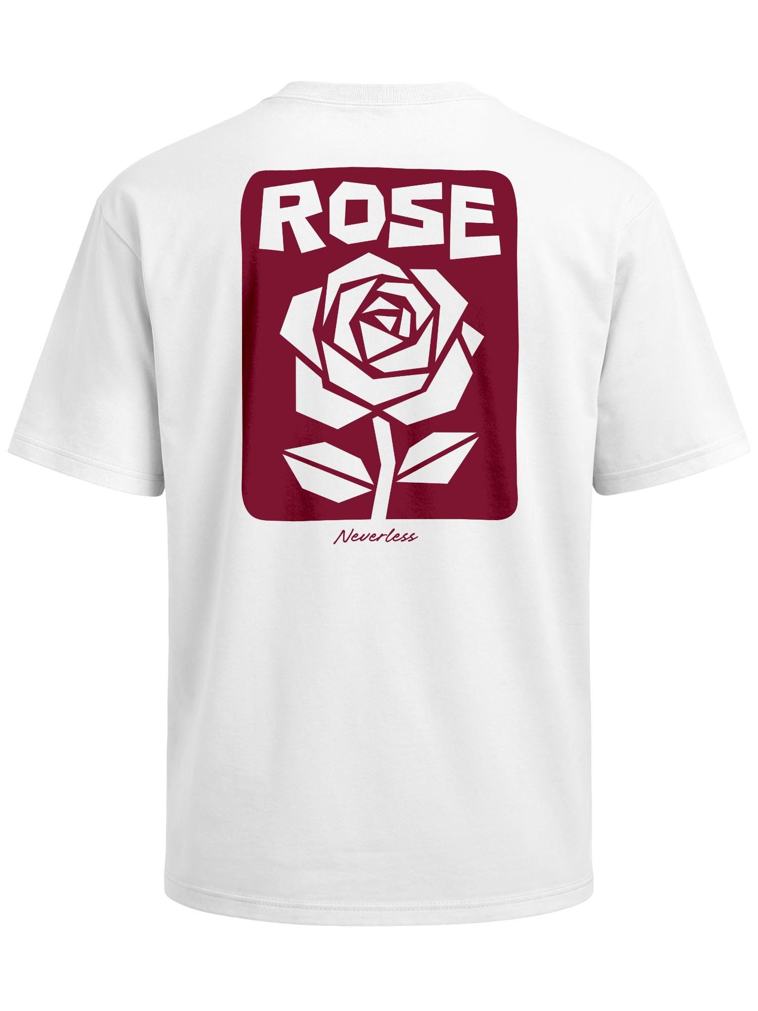 Neverless Oversize-Shirt Herren T-Shirt - Rose - Oversized Relaxed Fit Printshirt Sommer mit Print