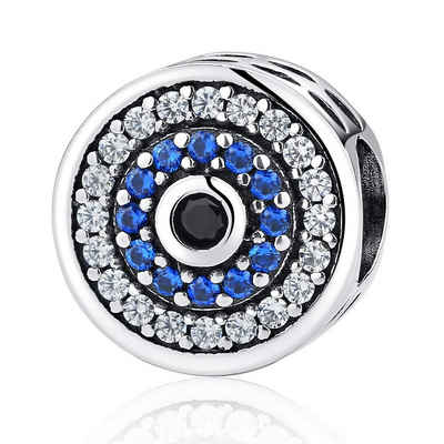 POCHUMIDUU Charm-Kette Blauer Kristall-Anhänger für Pandora-Armbänder (1-tlg., passend für europäische Schlangenketten-Armbänder), 925er Sterlingsilber, Glücks-Perlen, Geburtsstein