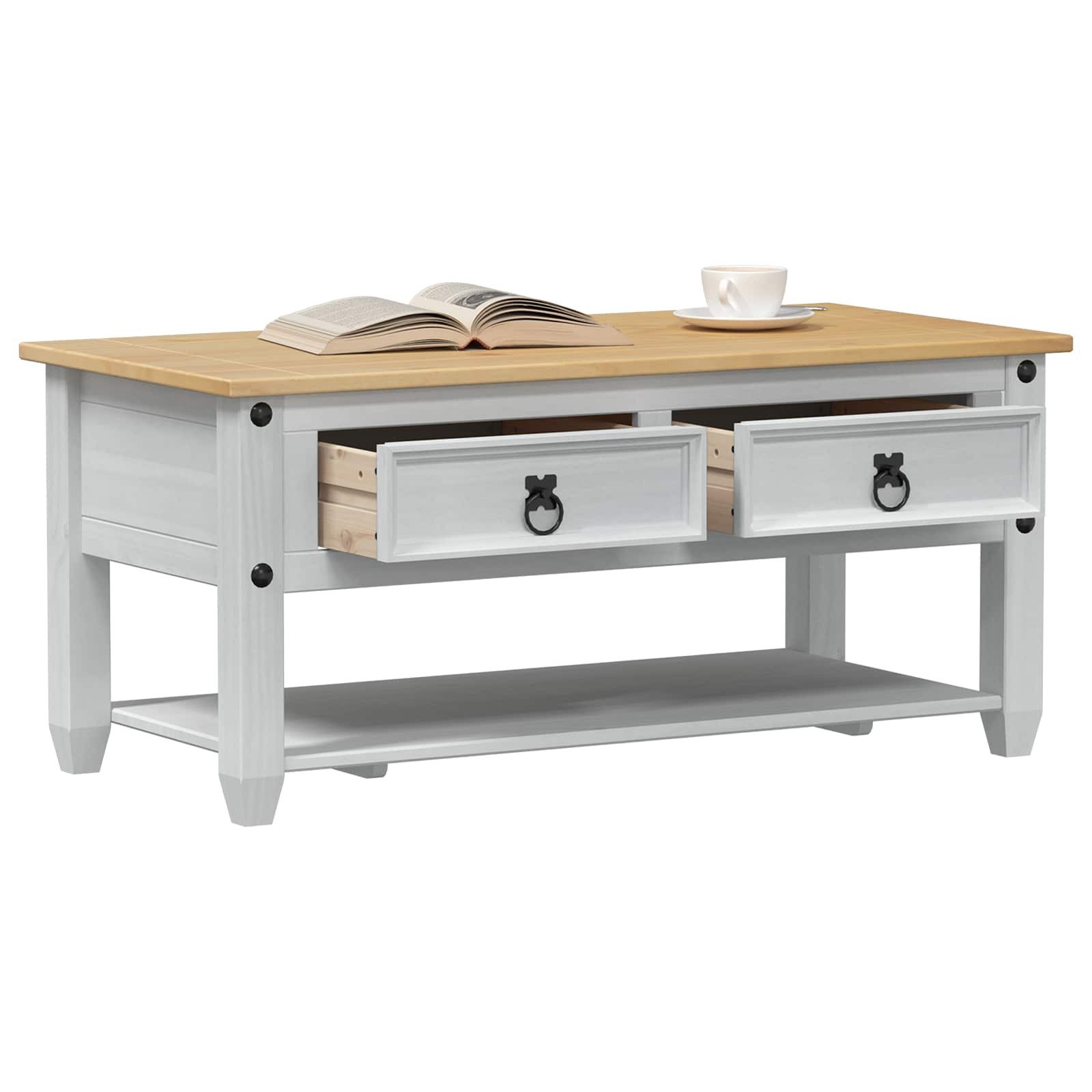 vidaXL Couchtisch Couchtisch Weiß 100 x 48 x 45 cm Massives Kiefernholz (1-St)