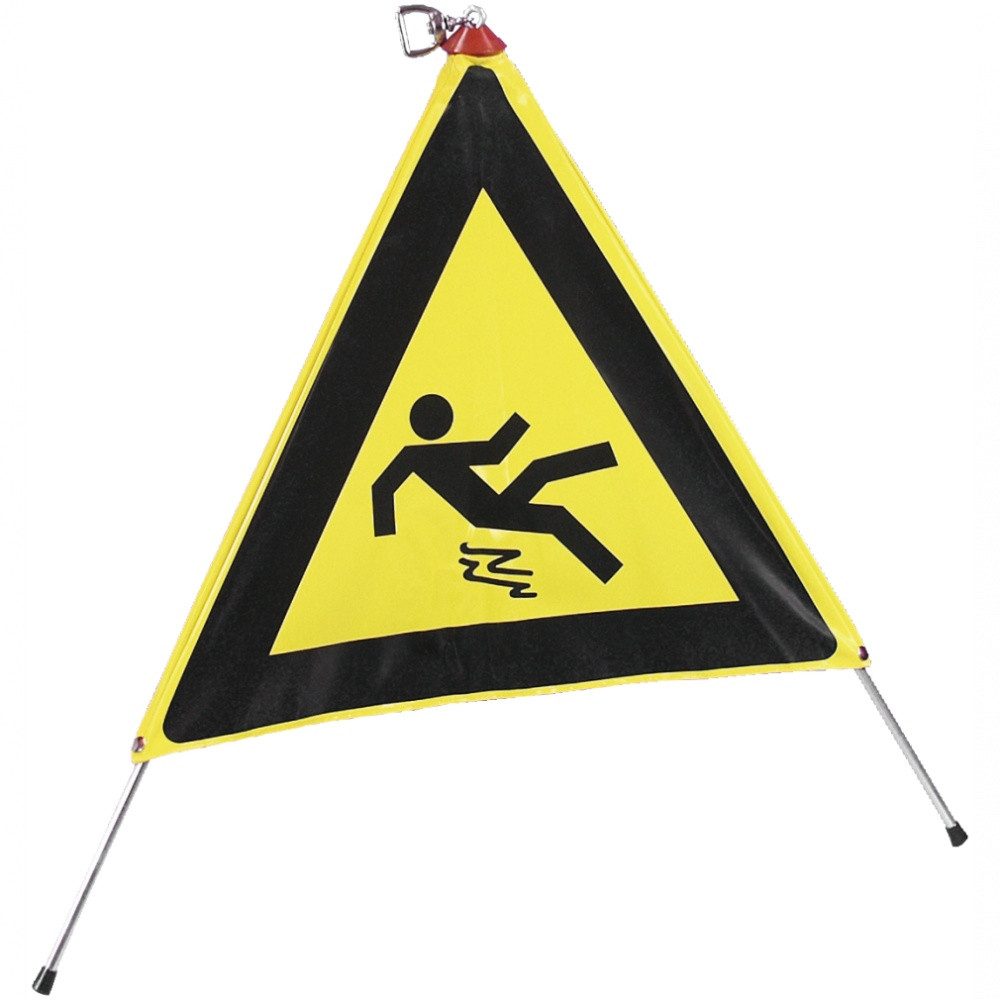 Hinweisschild Faltsignal mit Symbol "Warnung vor Rutschgefahr"