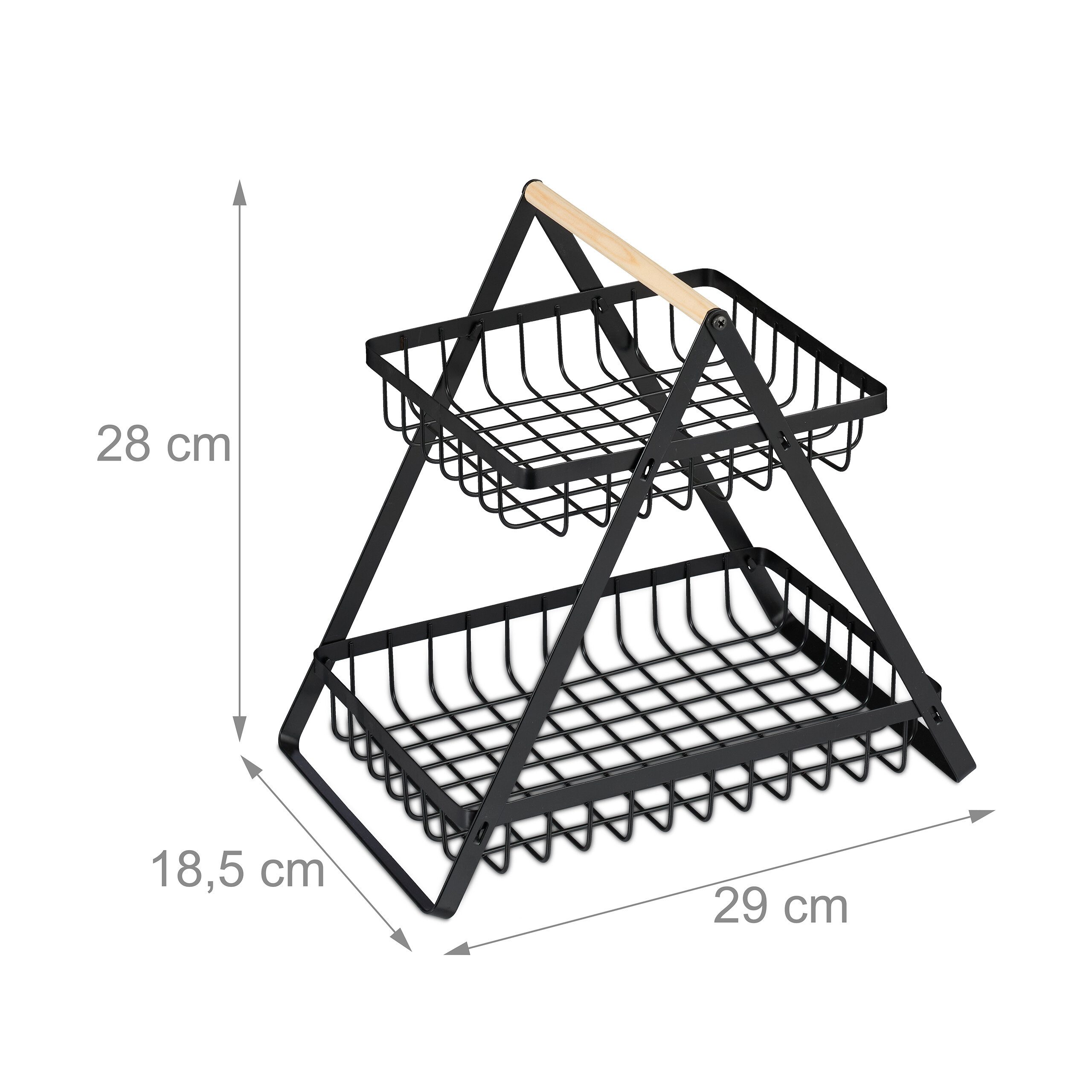 relaxdays Obstschale Obstkorb Etagere 2-stöckig, Eisen