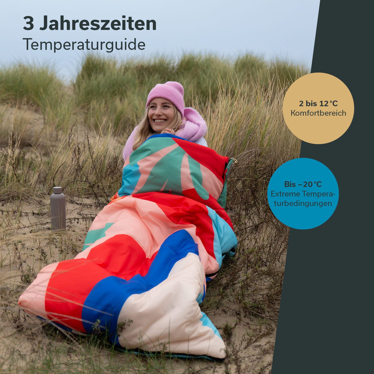 Skandika Deckenschlafsack für Erwachsene, Sovro 220 Coralflame, als Decke verwendbar (Packsack mit Kompressionsbändern und Schutzhaube), Schlafsack Outdoor für Erwachsene, 3 Jahreszeiten
