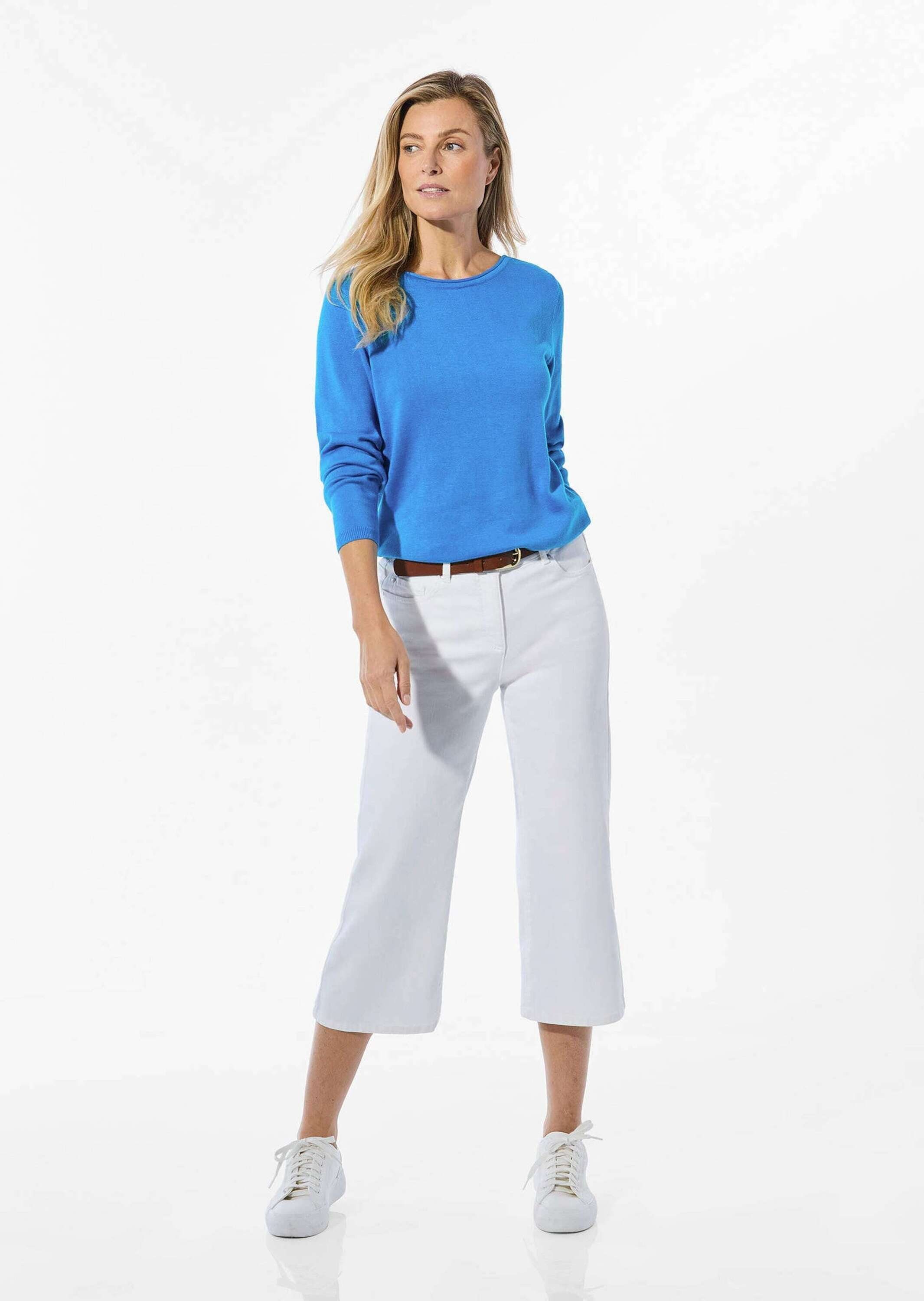 GOLDNER Strickpullover Pullover mit U-Boot-Ausschnitt aus Baumwoll-Viskose- günstig online kaufen