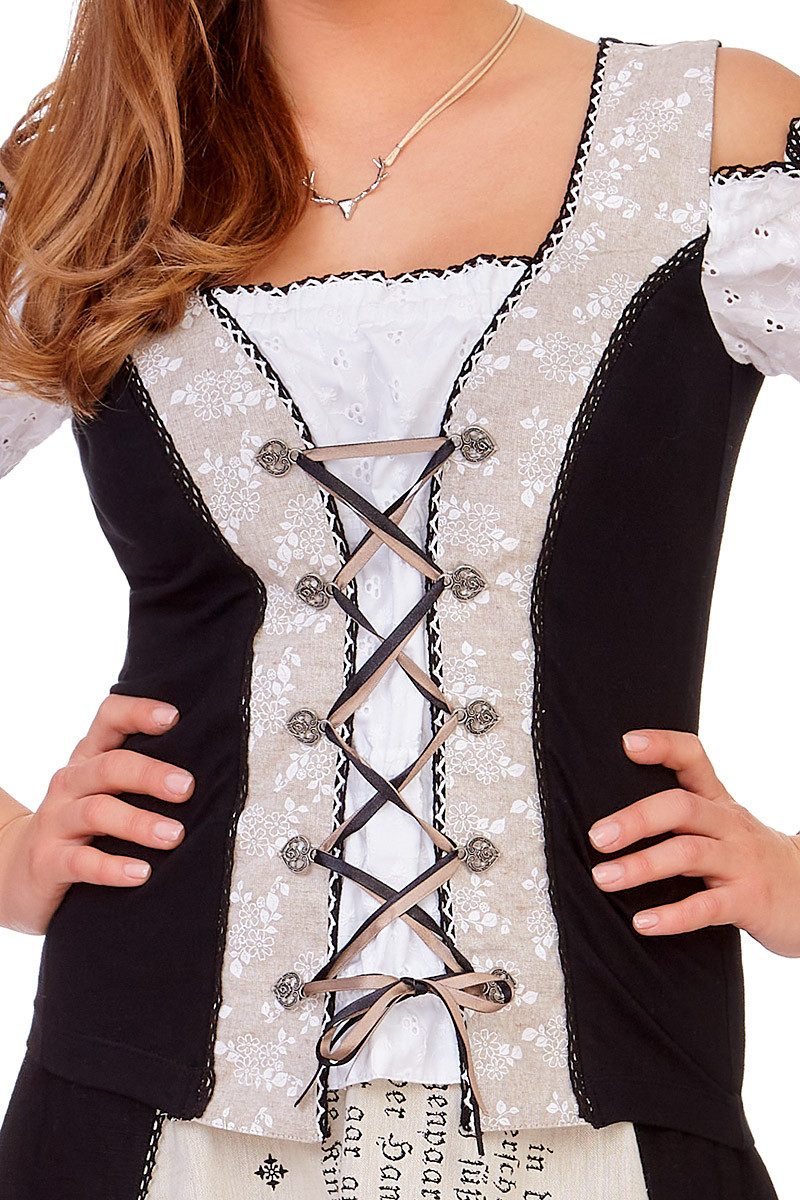 MarJo Trachtenshirt Blusenshirt - ELISA II - beige/schwarz