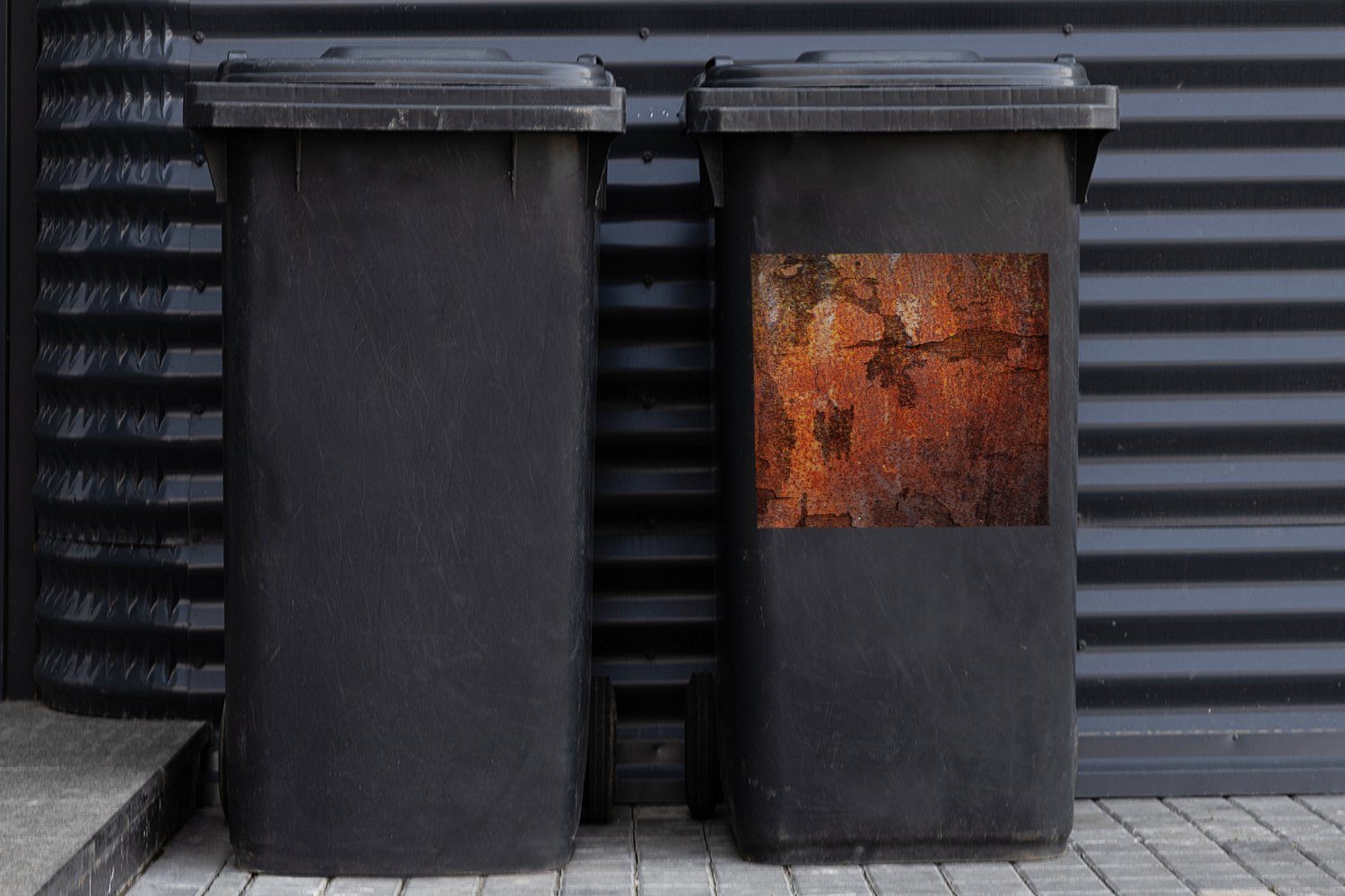 Eisen Retro Abfalbehälter Sticker, Mülltonne, Wandsticker MuchoWow Rost St), - Container, Mülleimer-aufkleber, (1 -