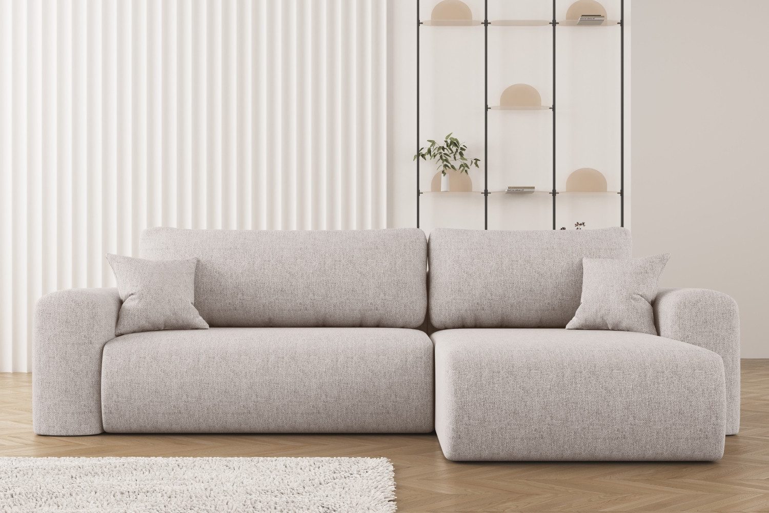 Kaiser Möbel Ecksofa Ecksofa mit Schlaffunktion und Stauraum Capri Stoff Verita
