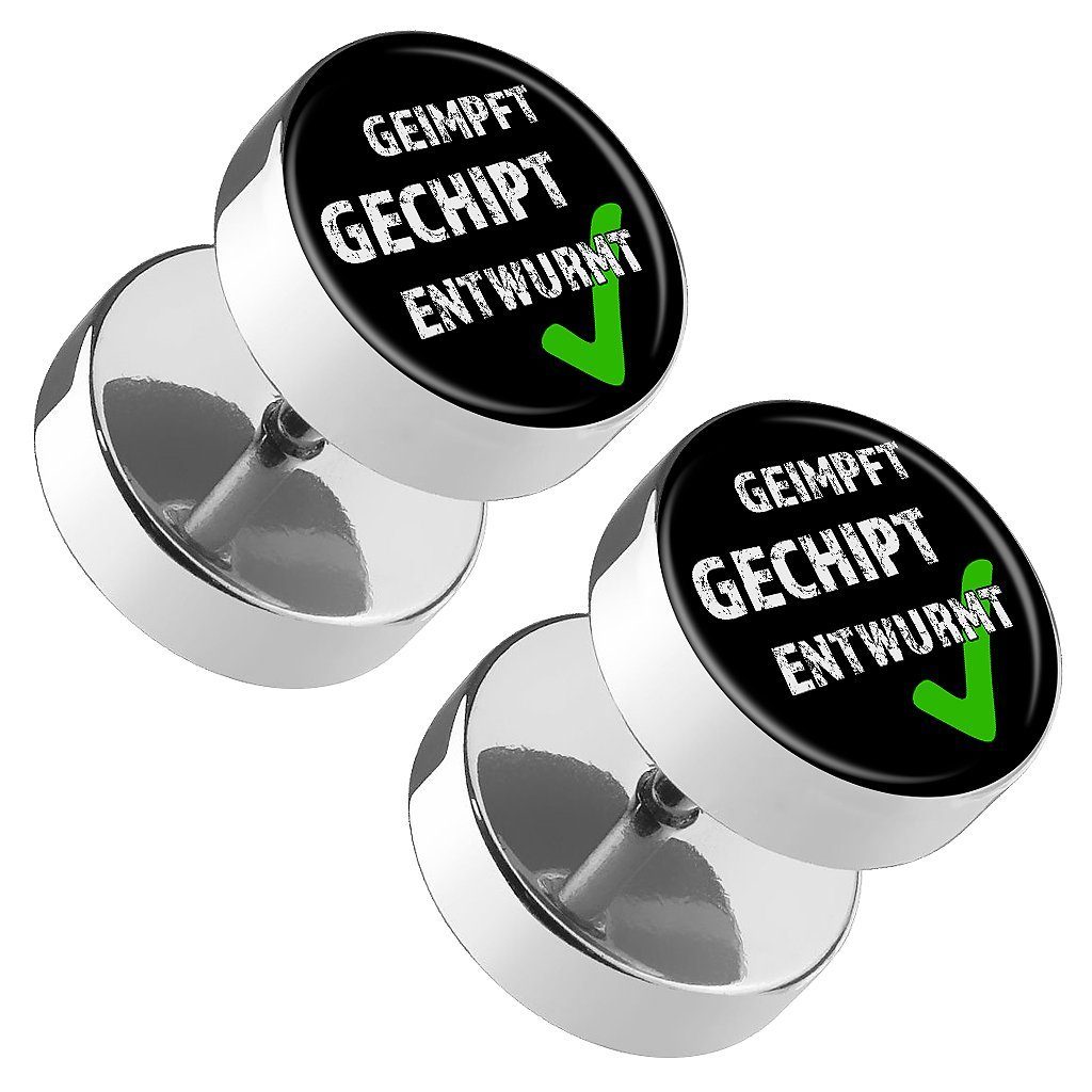 Piercing-Set Piercing Plug Motiv Geimpft Gechipt Entwurmt