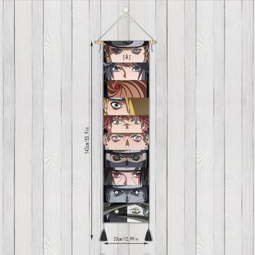 GalaxyCat Poster Hochwertiges Akatsuki Rollbild aus Stoff, Kakemono 142x33cm, Inkl., Nukenin, Rollbild / Wallscroll mit Akatsuki Mitgliedern