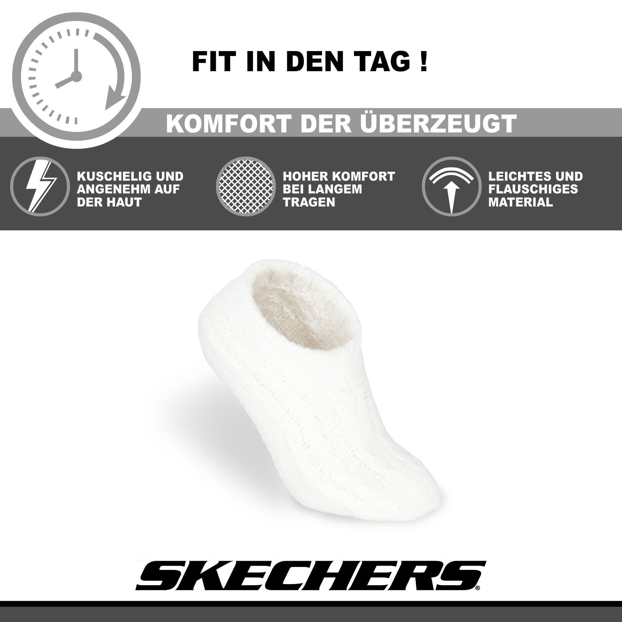 Skechers Socken Damen - Atmungsaktiv und komfortabel - Wärmespeichernd für kalte Tage (2er, 4er & 6er-Pack) Robustes Material und bequemer Tragekomfort - Fußgewölbe-Unterstützung