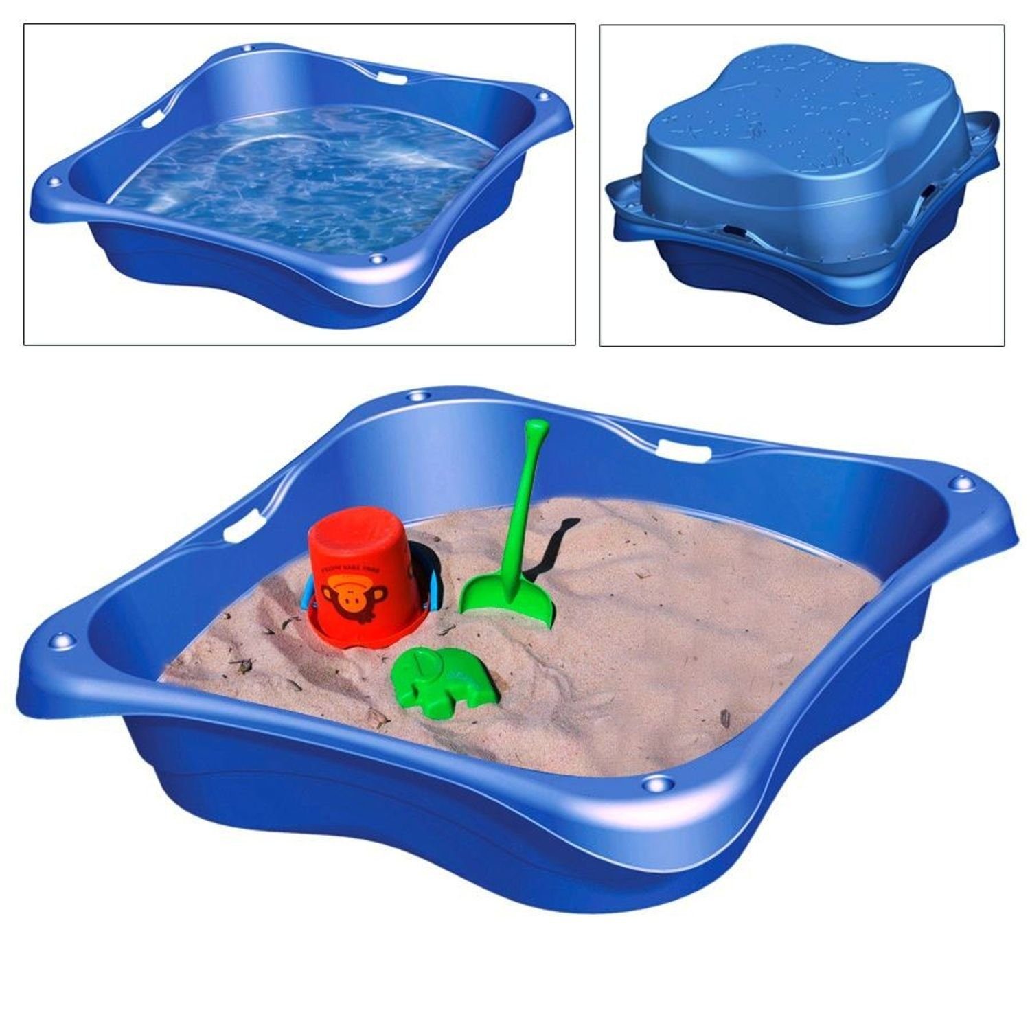 BURI Sandkasten Sandkasten 2erSet Planschbecken Buddelkasten Pool